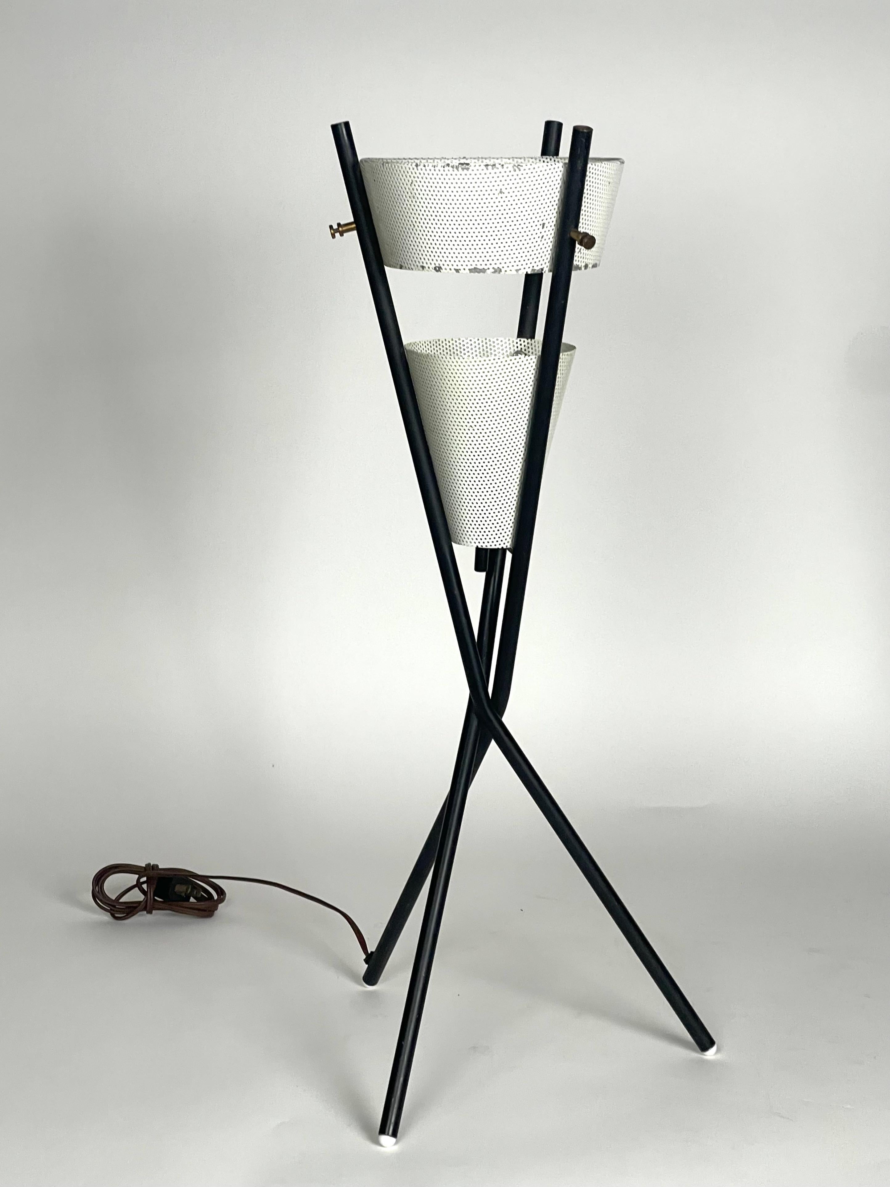American Pair of 1950s Mid Century Gerald Thurston Tripod Table Lamp Space Age Lightolier