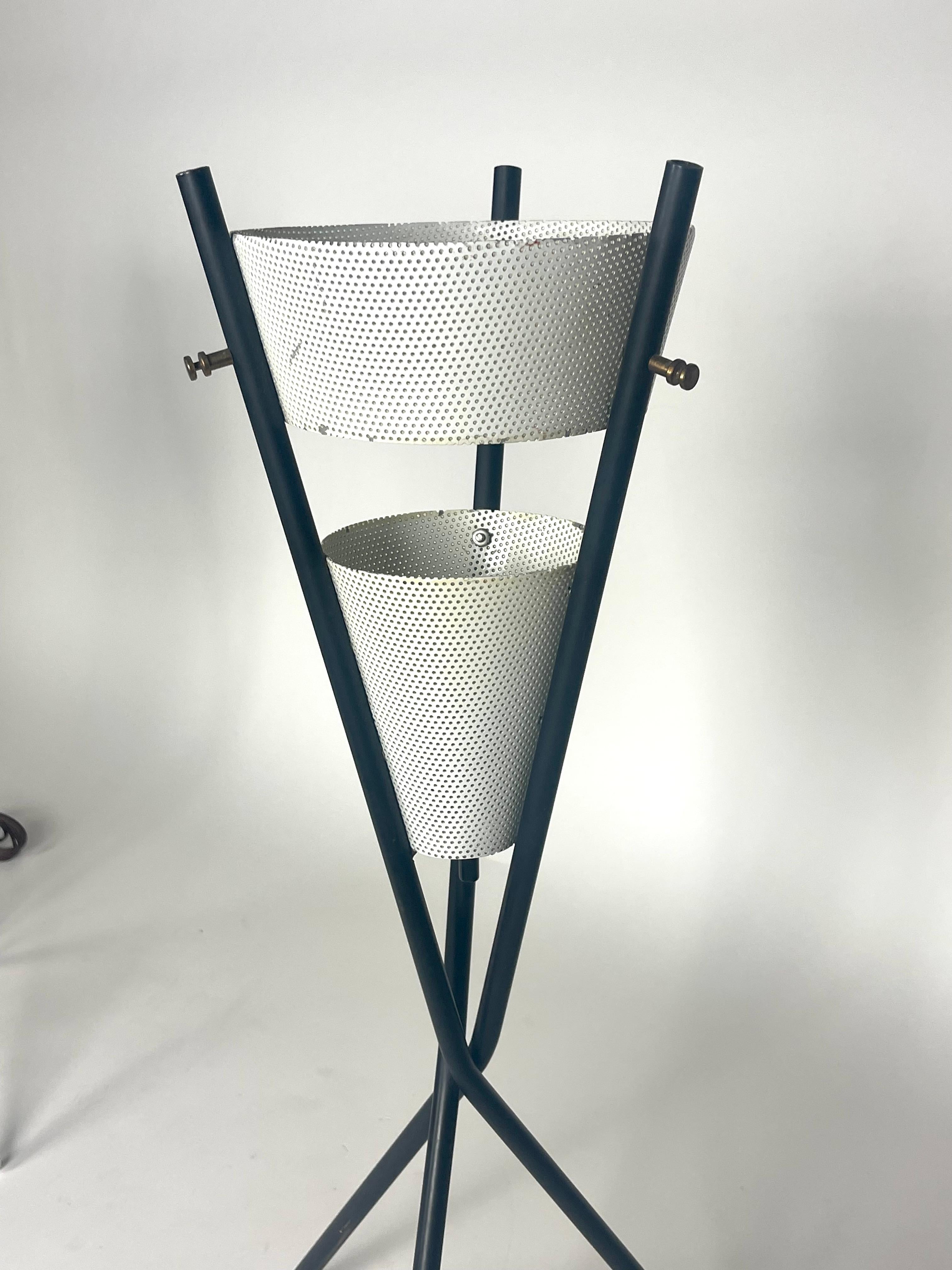 Metal Pair of 1950s Mid Century Gerald Thurston Tripod Table Lamp Space Age Lightolier