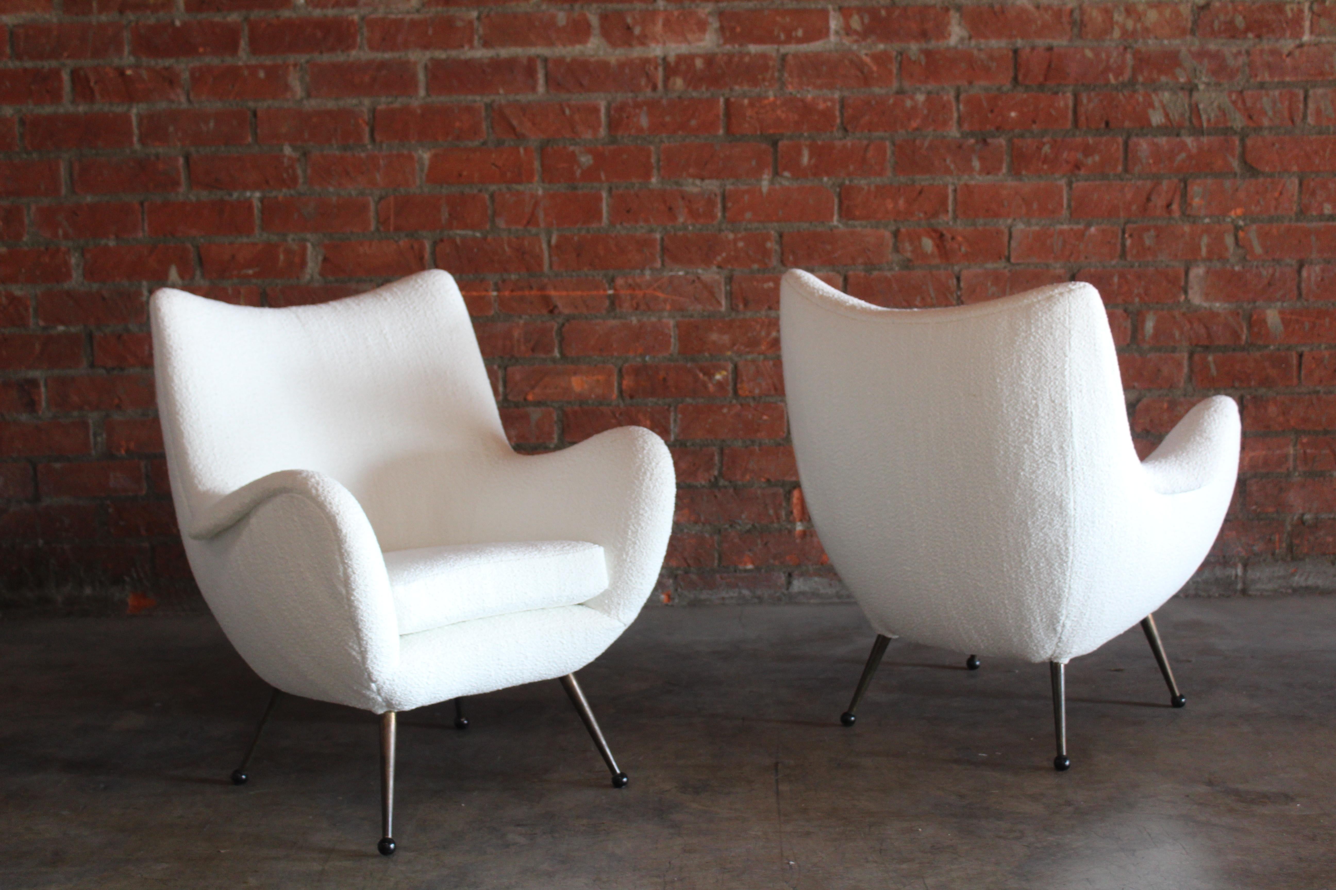 Pair of 1950s Mid-Century Italian Lounge Chairs in Bouclé 7