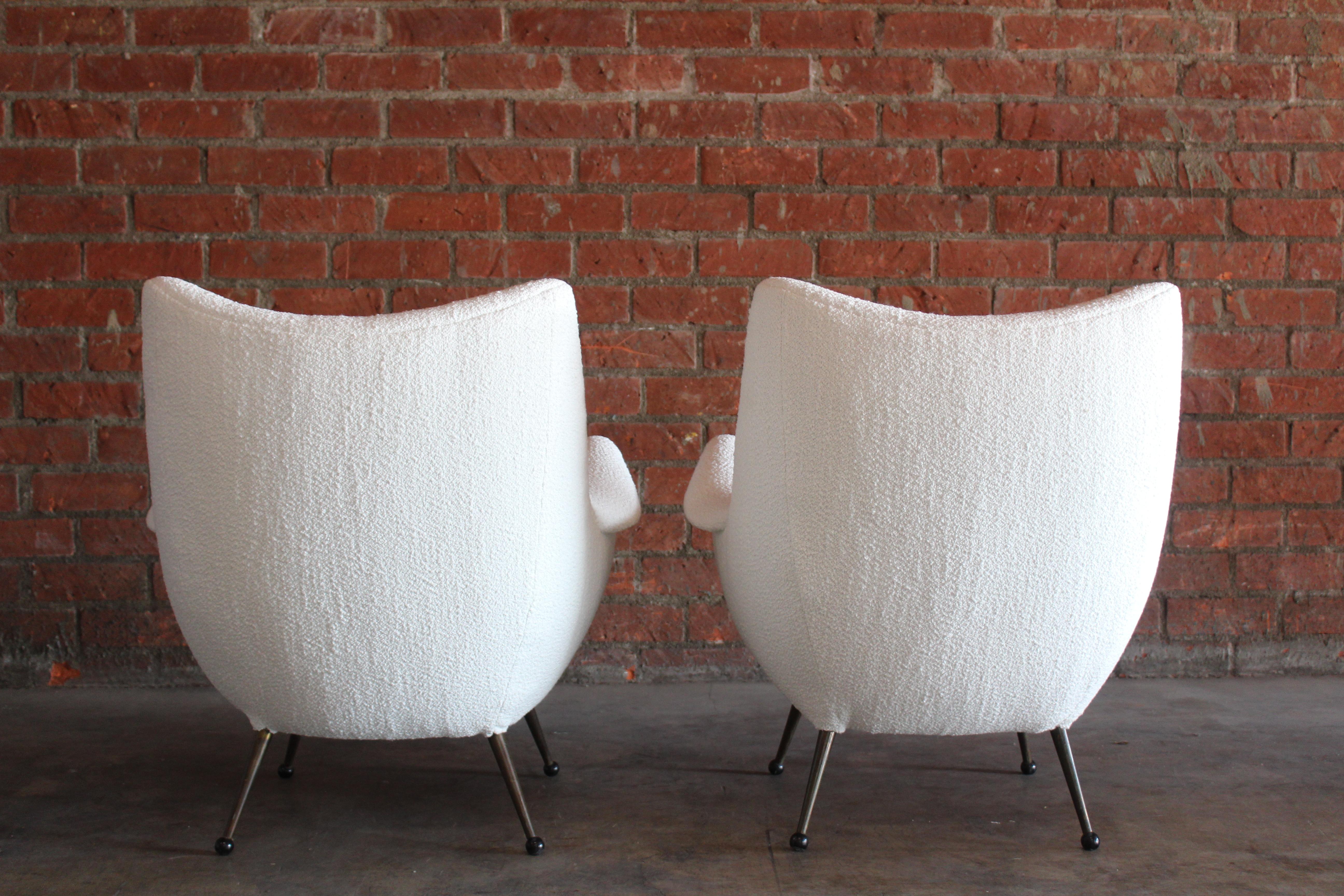 Pair of 1950s Mid-Century Italian Lounge Chairs in Bouclé 11