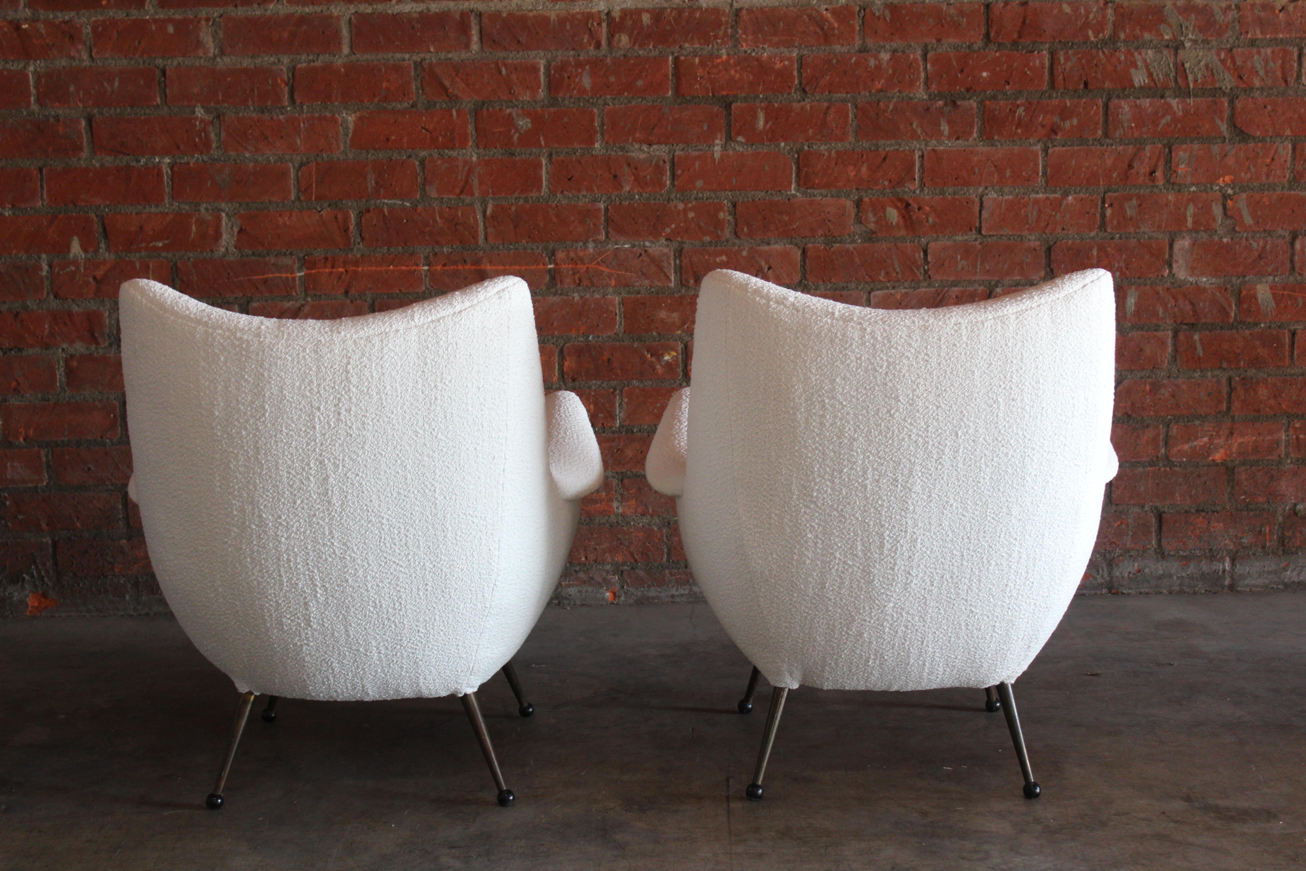 Pair of 1950s Mid-Century Italian Lounge Chairs in Bouclé 12