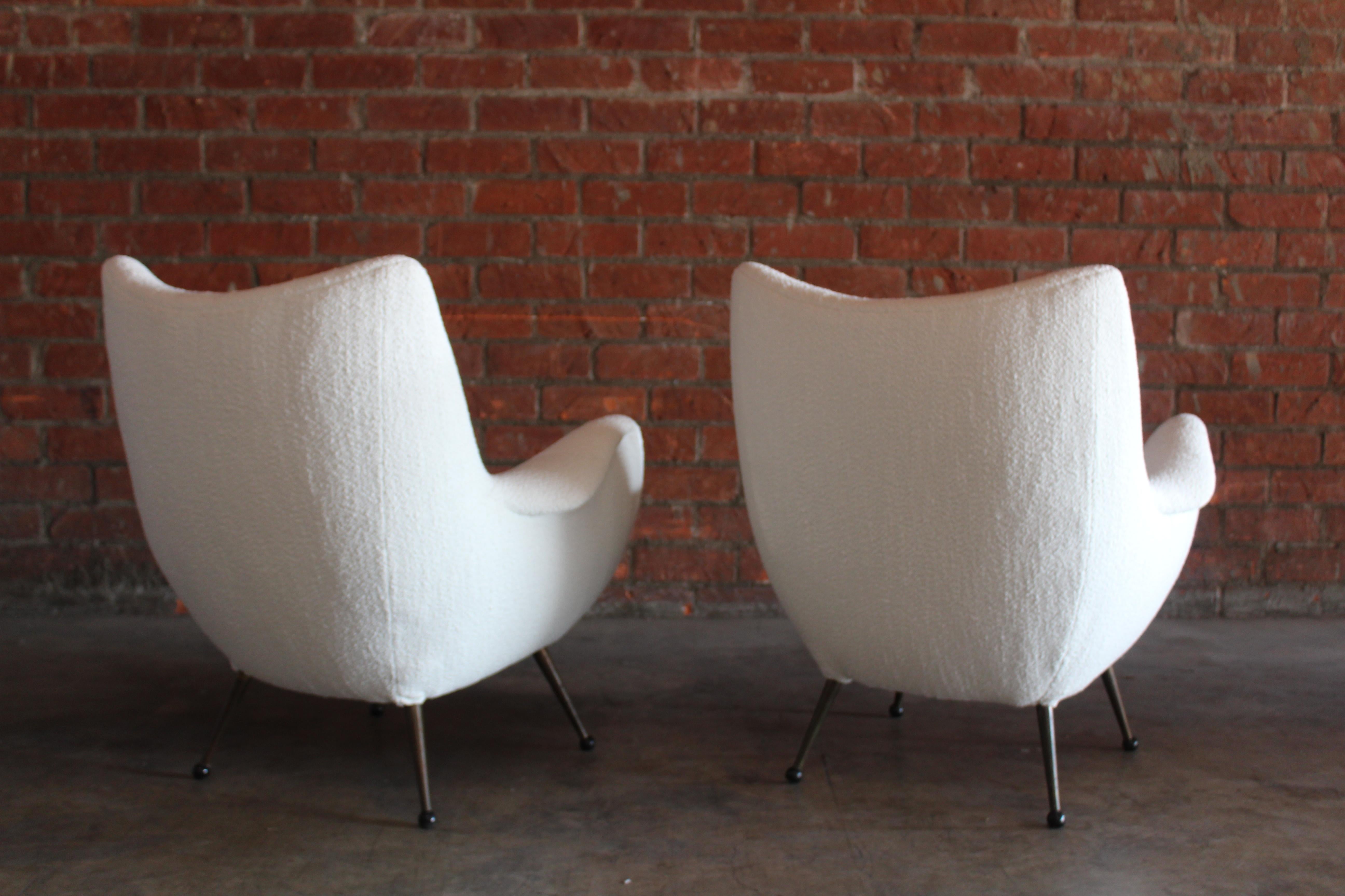 Pair of 1950s Mid-Century Italian Lounge Chairs in Bouclé 3