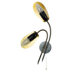pair of 1950s mid century SCONCES wall lamps brass black metal