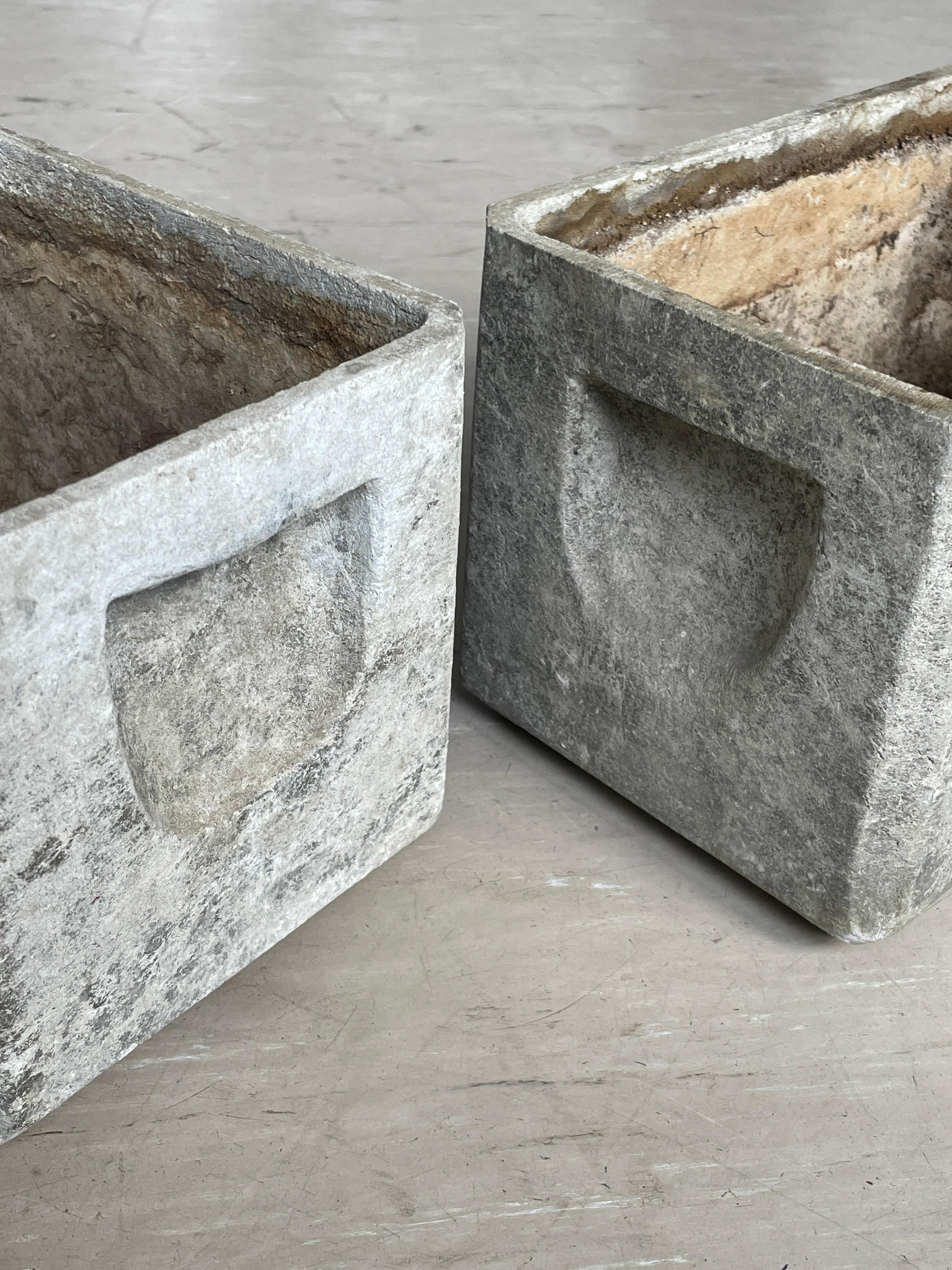 Concrete Pair of 1950's minimalist planters by Swiss designer, Willy Guhl for Eternit AG