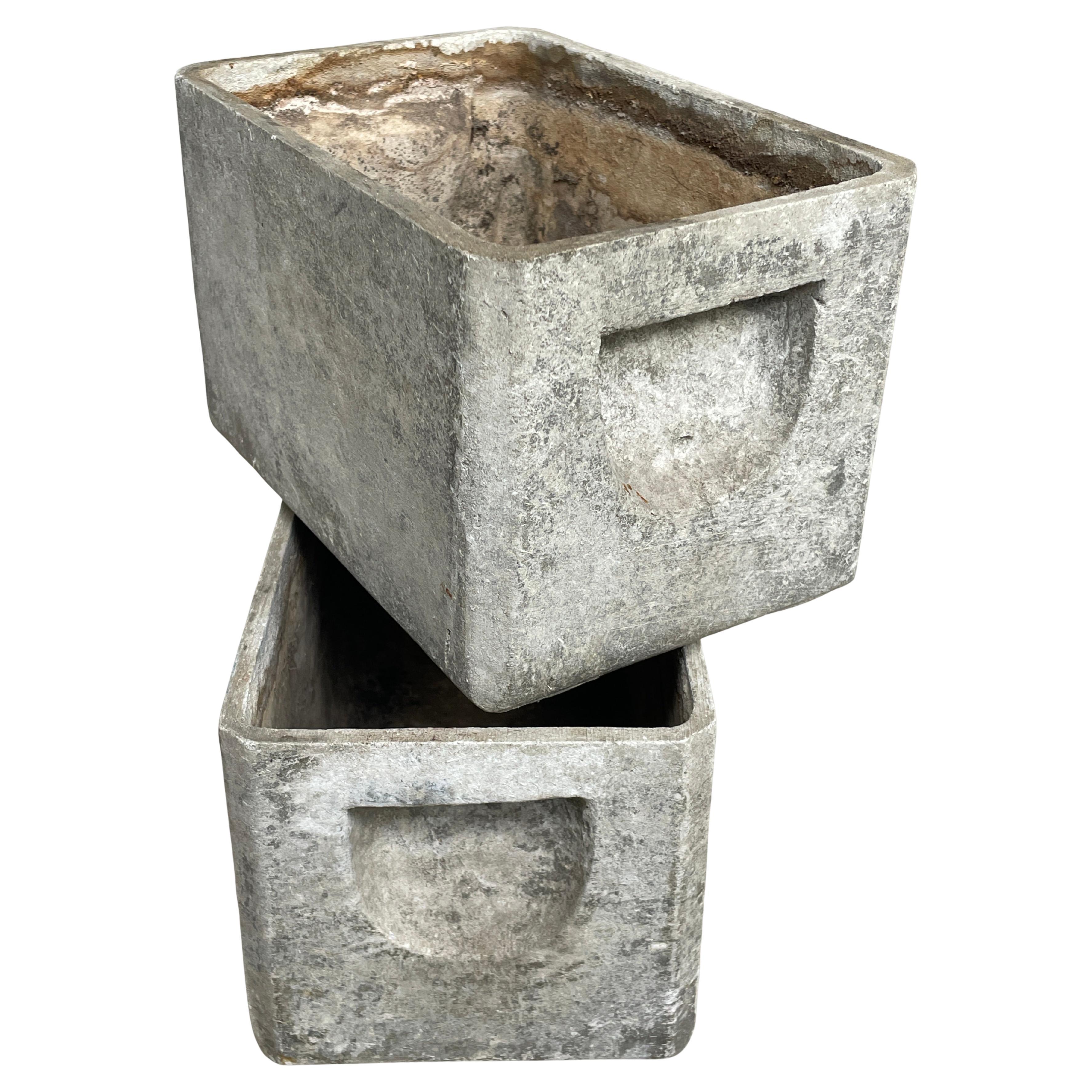 Pair of 1950's minimalist planters by Swiss designer, Willy Guhl for Eternit AG