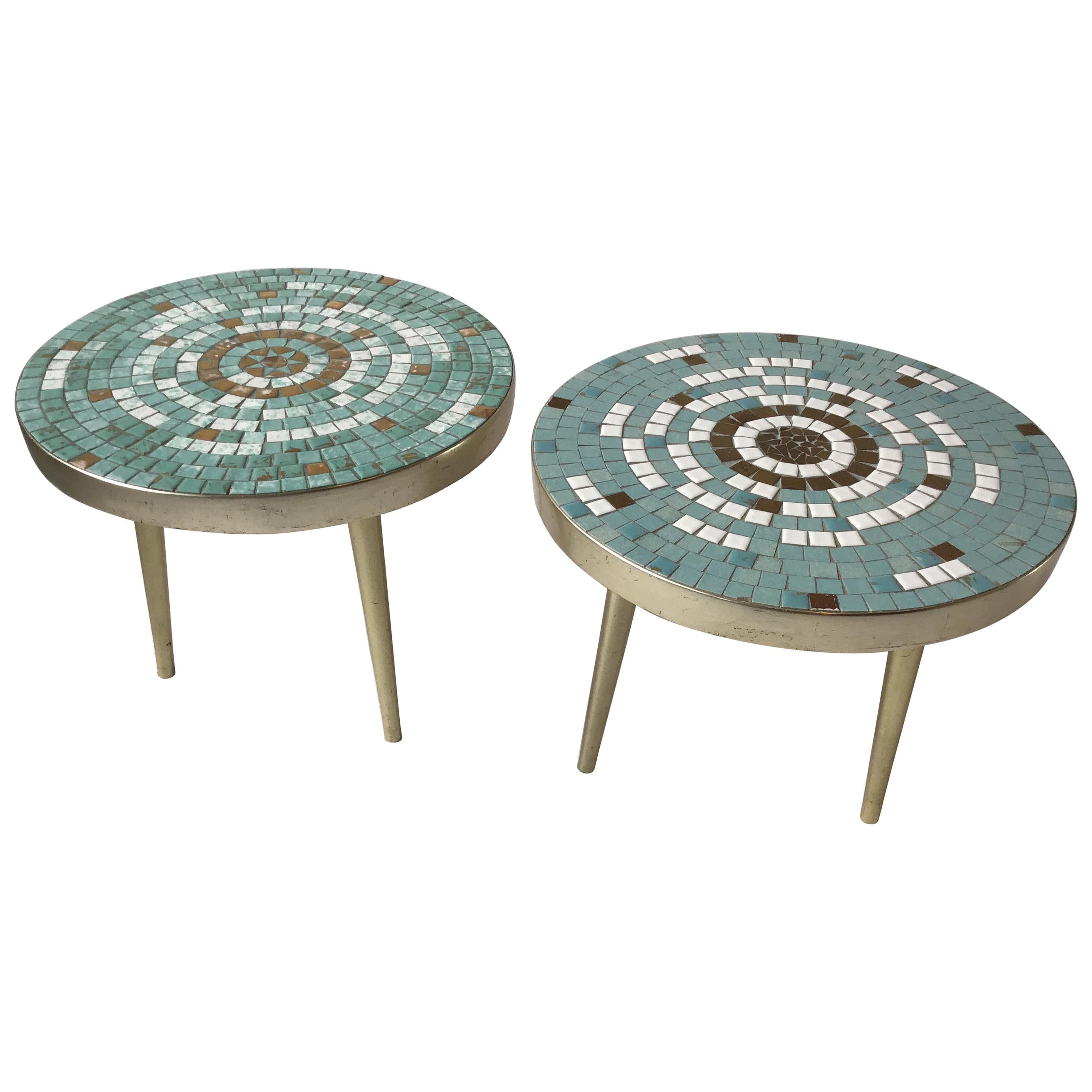 Pair of 1950s Mosaic Tile Top Side Tables at 1stDibs