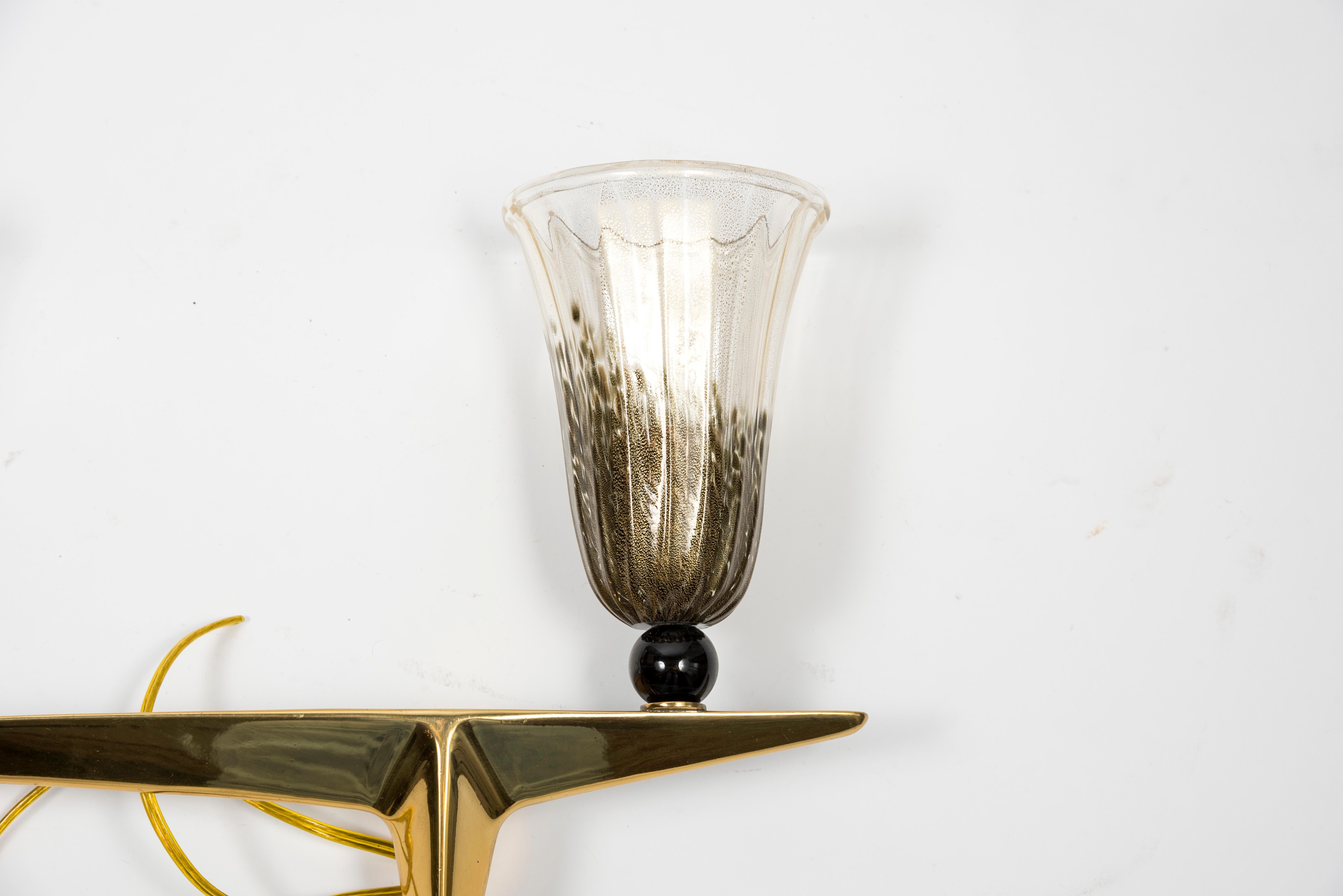 Pair of 1950s Murano glass sconces.