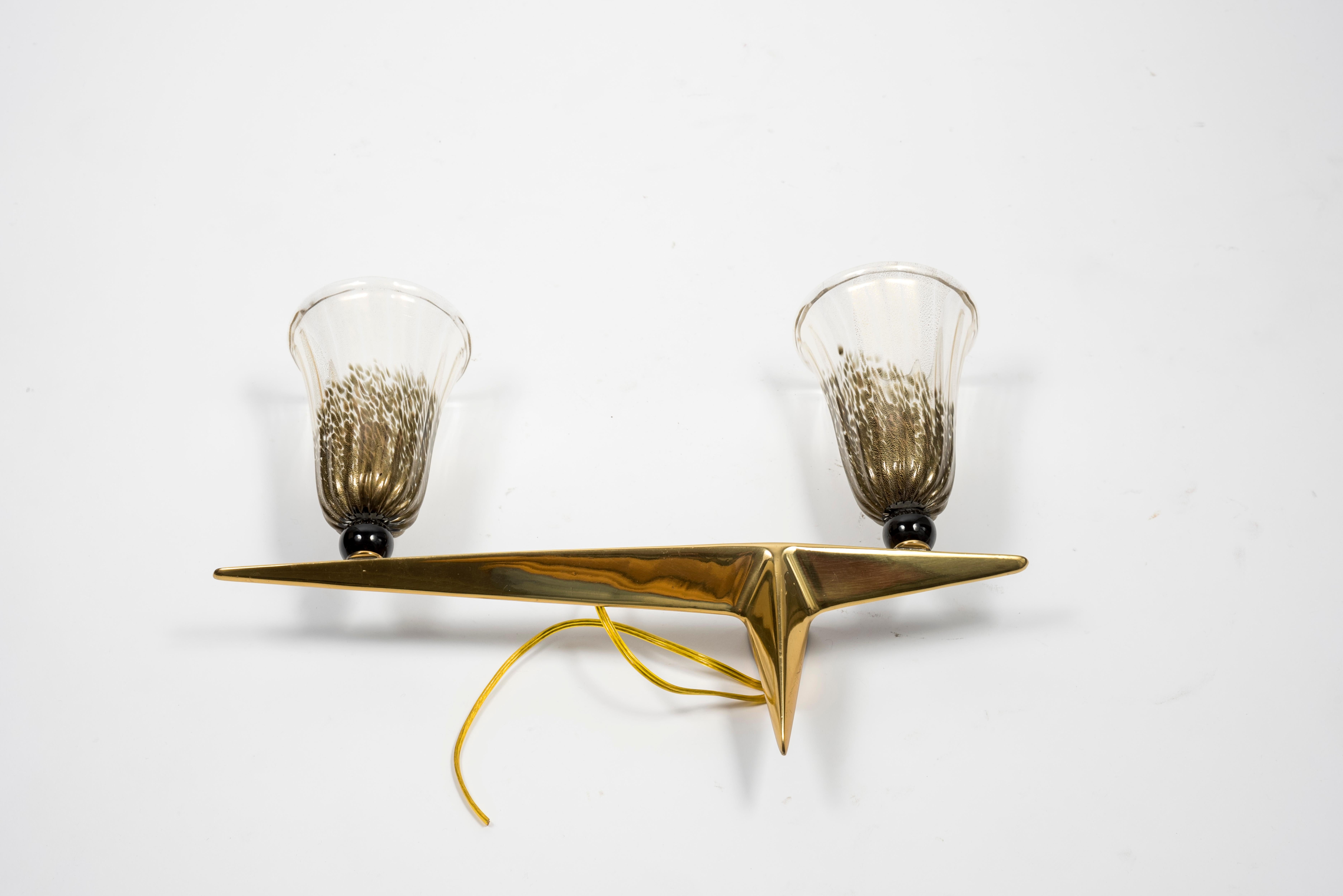 Italian Pair of 1950s Murano Glass Sconces For Sale