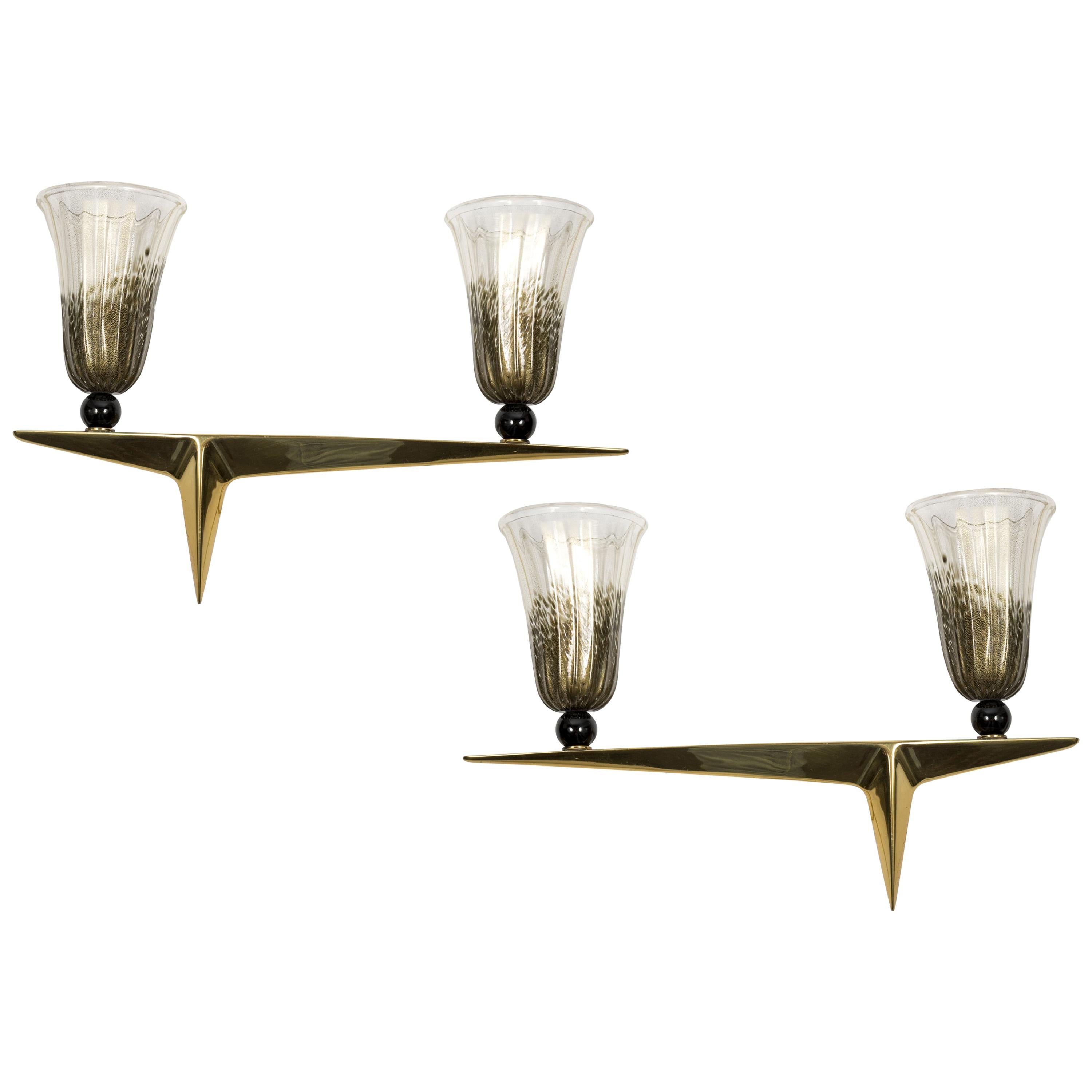 Pair of 1950s Murano Glass Sconces