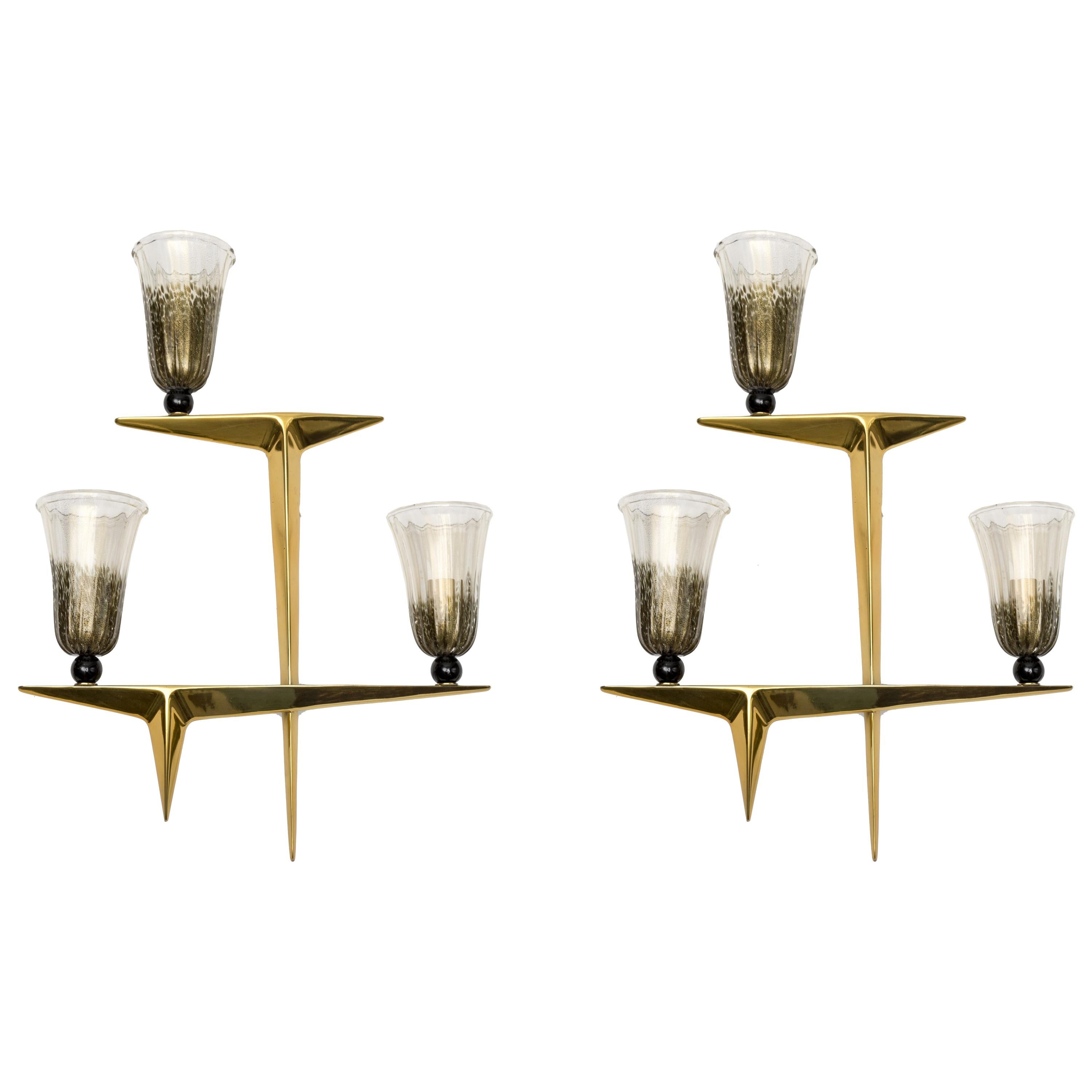 Pair of 1950s Murano Glass Sconces