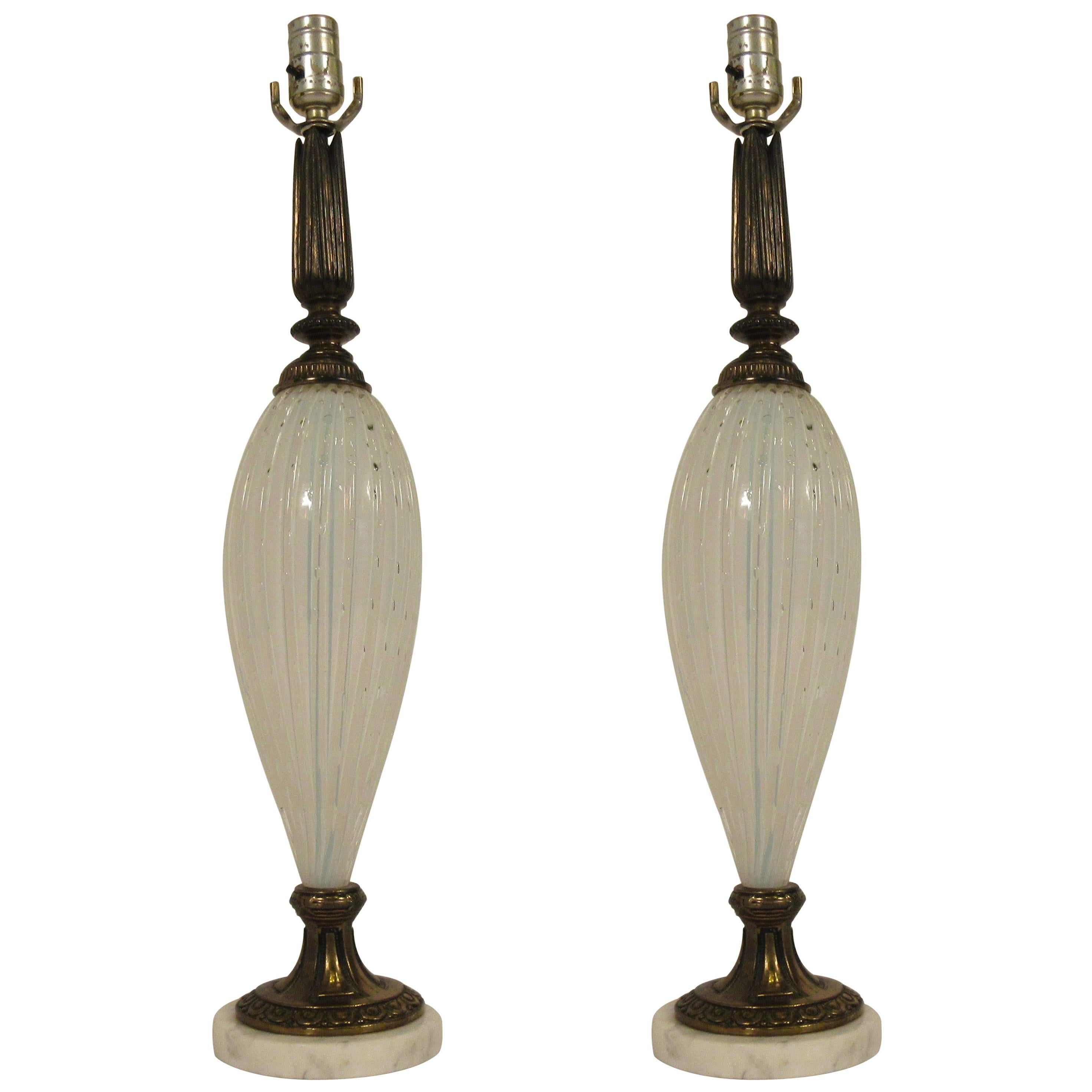Pair of 1950s Murano Lamps
