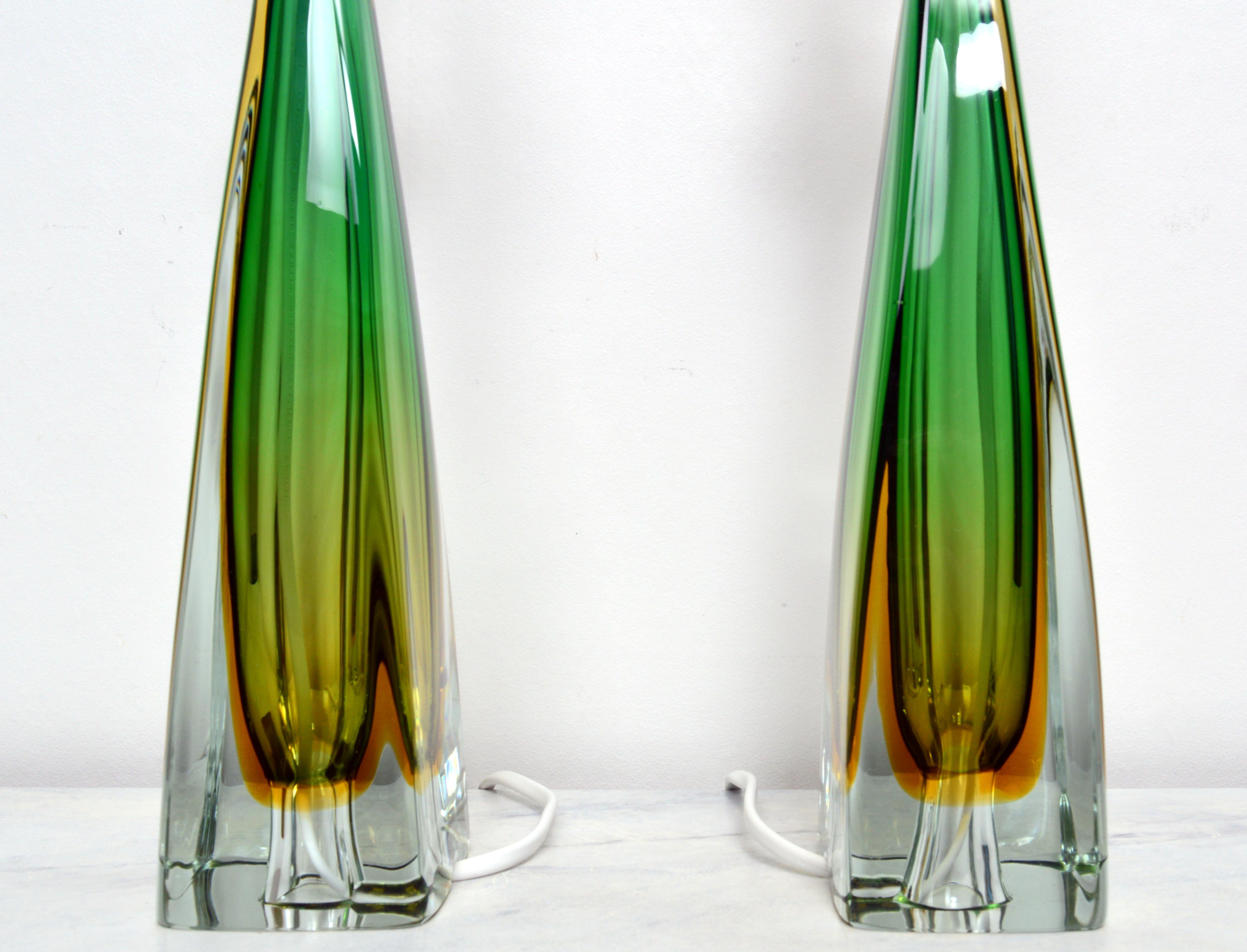 Pair of 1950's  Murano Sommerso Glass Table Lamps by Arte Nuova, Italy 1