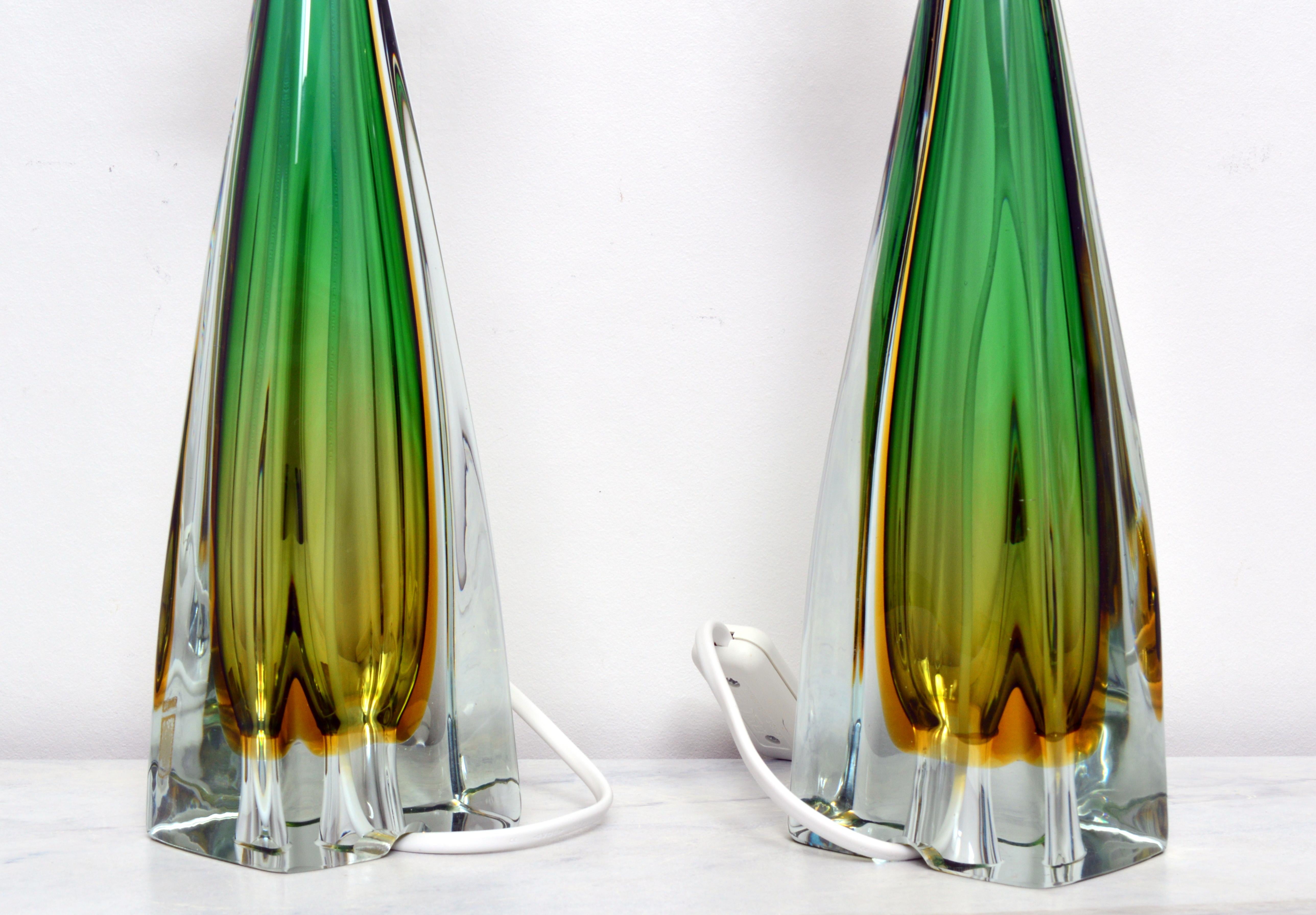 Pair of 1950's  Murano Sommerso Glass Table Lamps by Arte Nuova, Italy 2