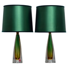 Pair of 1950's  Murano Sommerso Glass Table Lamps by Arte Nuova, Italy