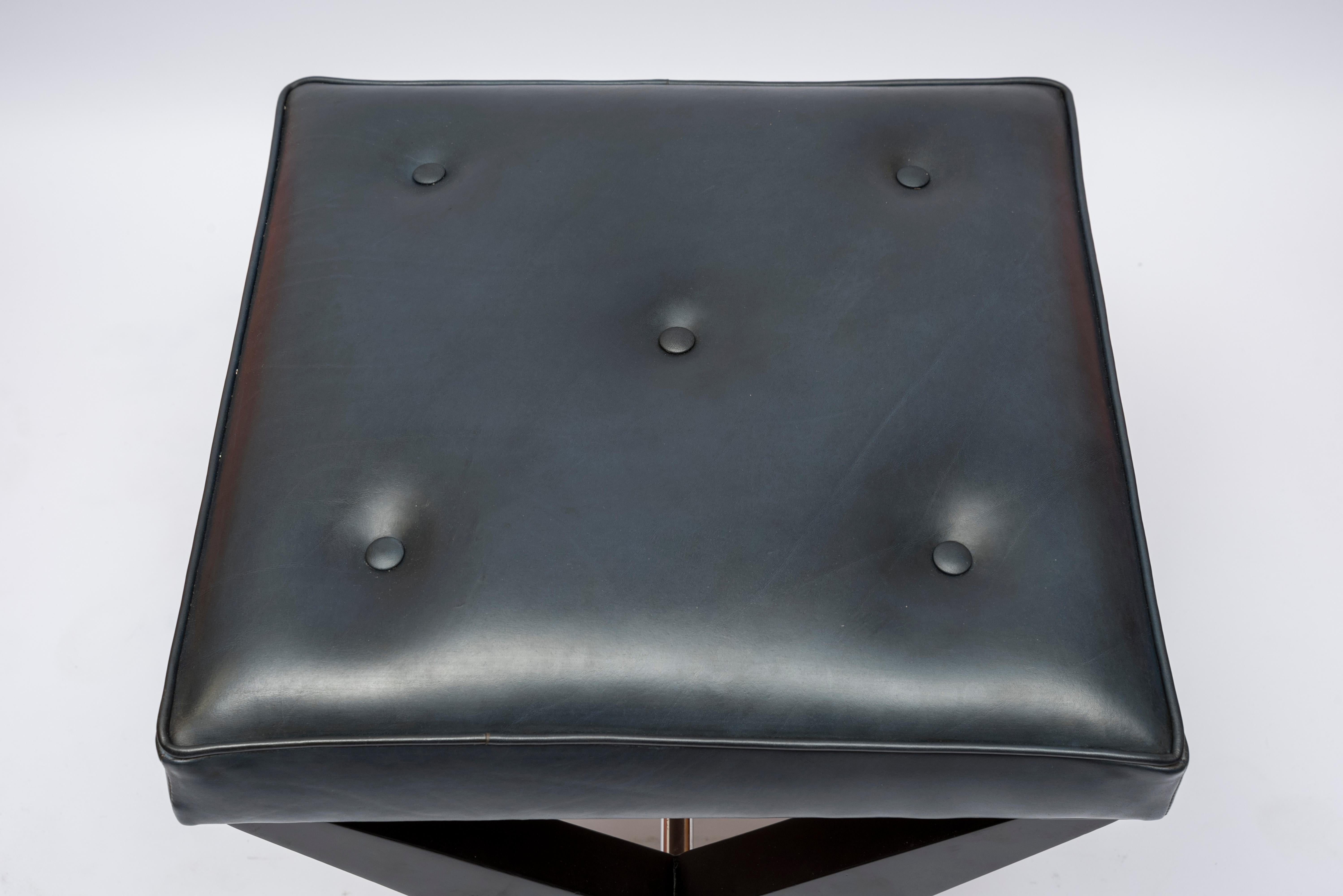 Leather Pair of 1950s Neoclassic Stools in the Style of Jansen For Sale
