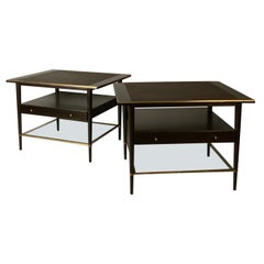 Pair of 1950
s Nightstands with Leather and Brass by Paul McCobb