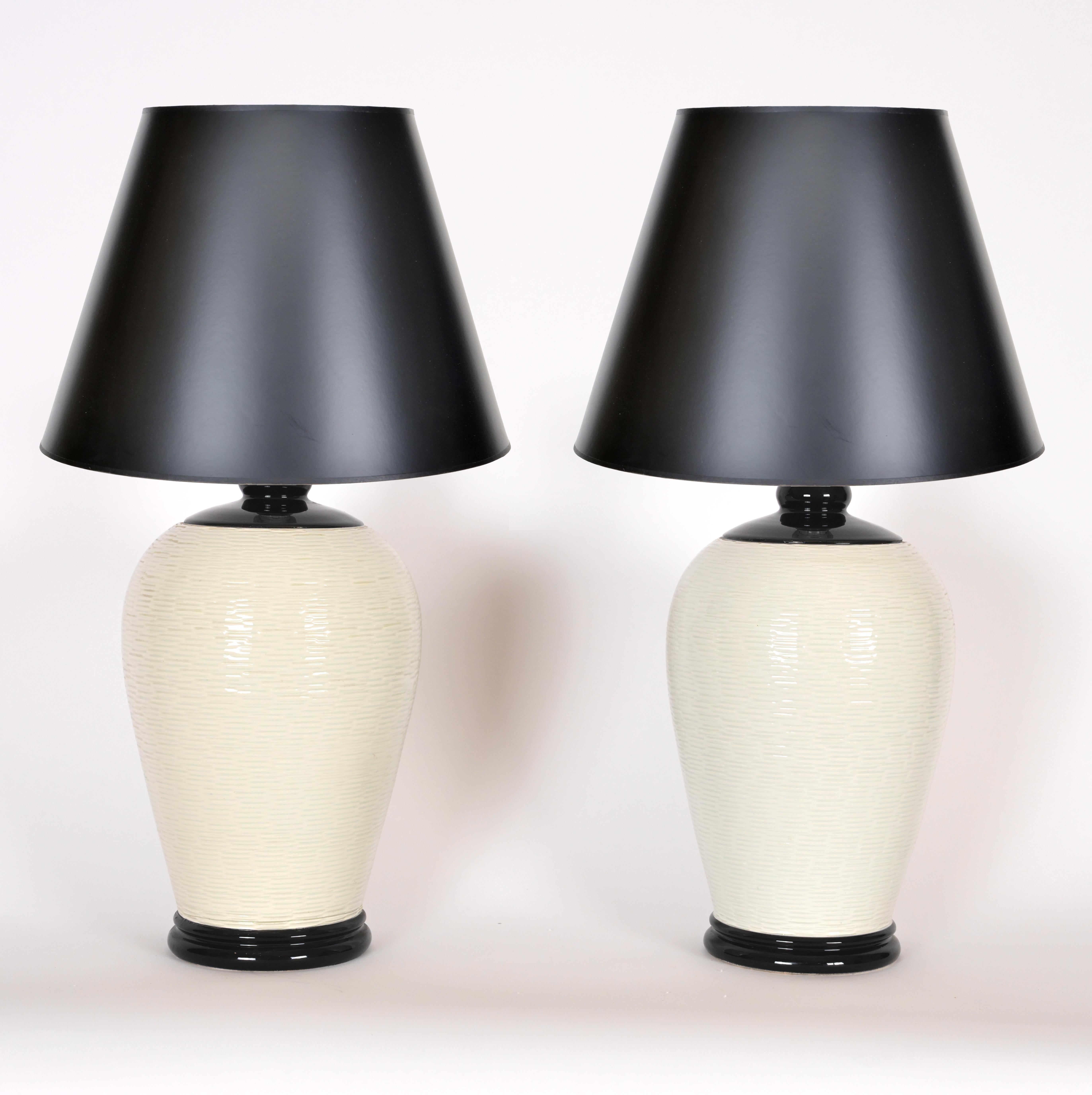Swedish Pair of 1950s Nordiska Kompaniet 'NK' Ceramic Table Lamps For Sale