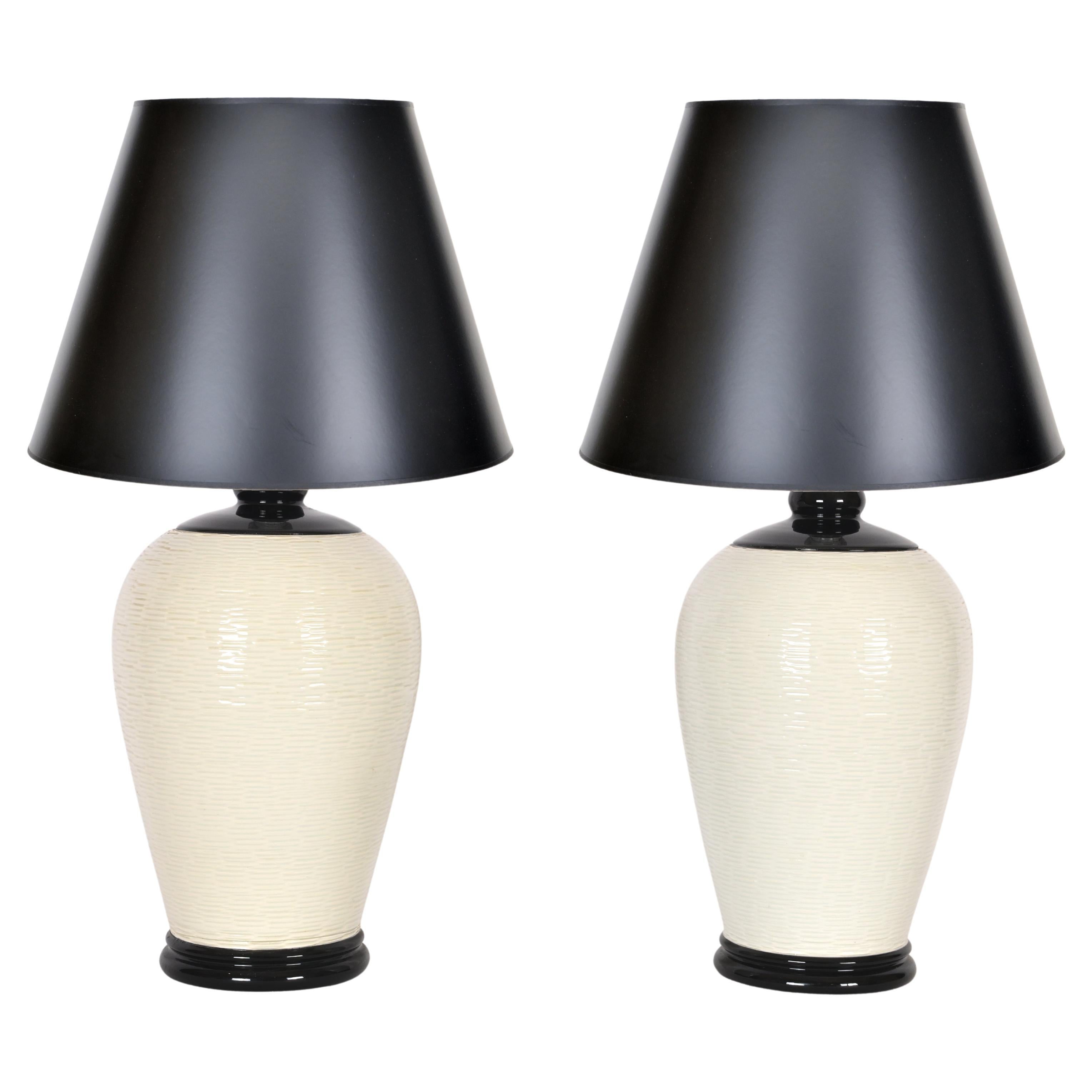 Pair of 1950s Nordiska Kompaniet 'NK' Ceramic Table Lamps