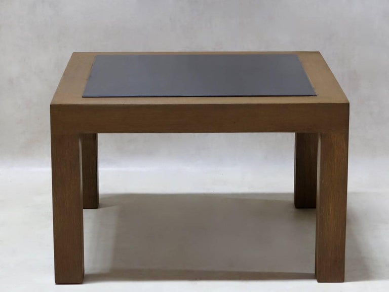 Pair Of 1950s Oak And Slate Coffee Tables At 1stdibs Chic And Minimalist Pair Of Square Coffee Tables With A Polished Oak Structure Black