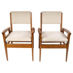 Vintage Pair of 1950s Oak Armchairs, Convertible, Two Seat Heights.