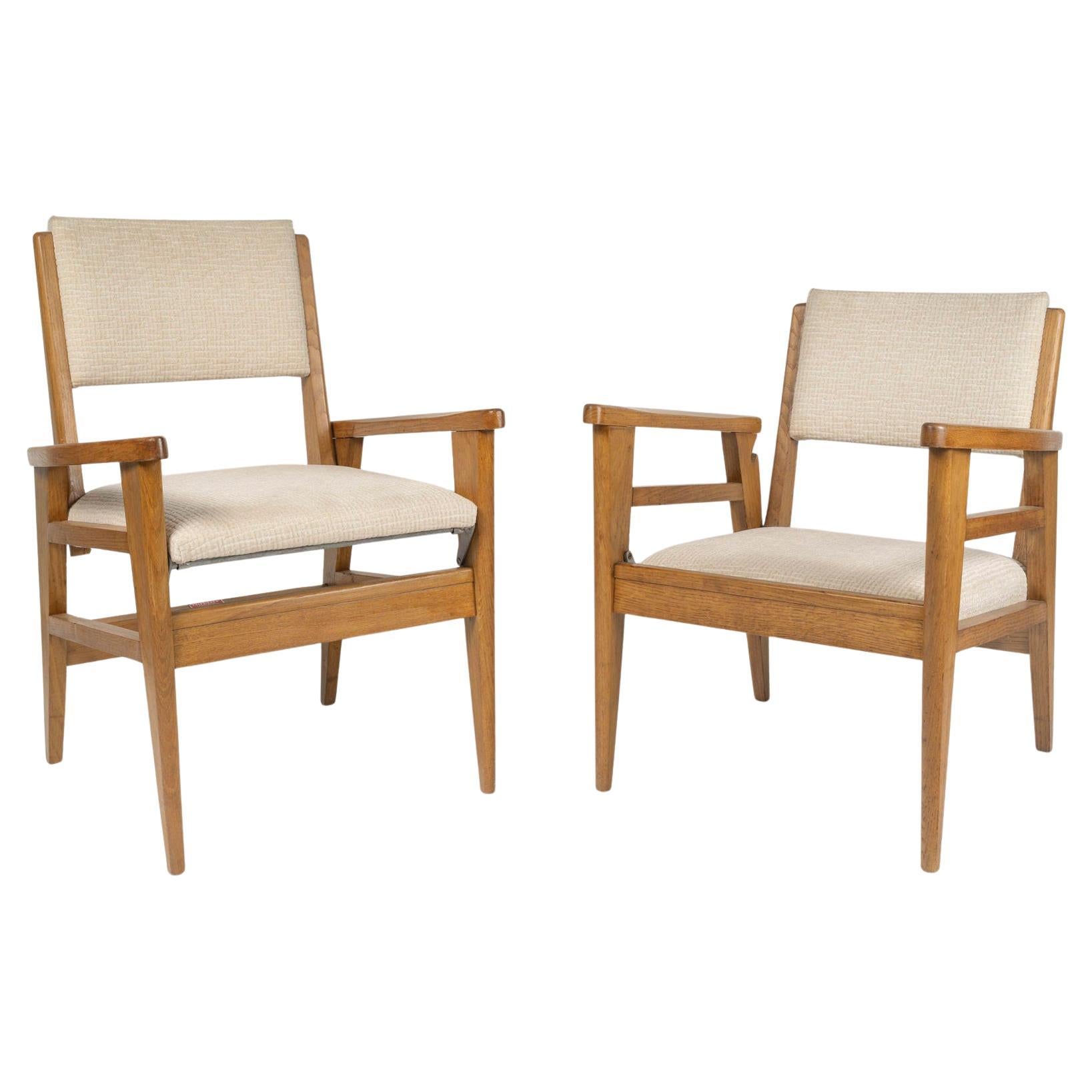 Paire de fauteuils en Oak des années 1950, convertibles, deux hauteurs d'assise. en vente