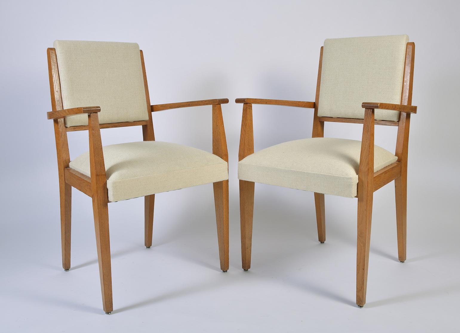Mid-Century Modern Pair of 1950s Oak Armchairs