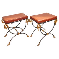 Vintage Pair of 1950's Ottomans attributed to Jansen