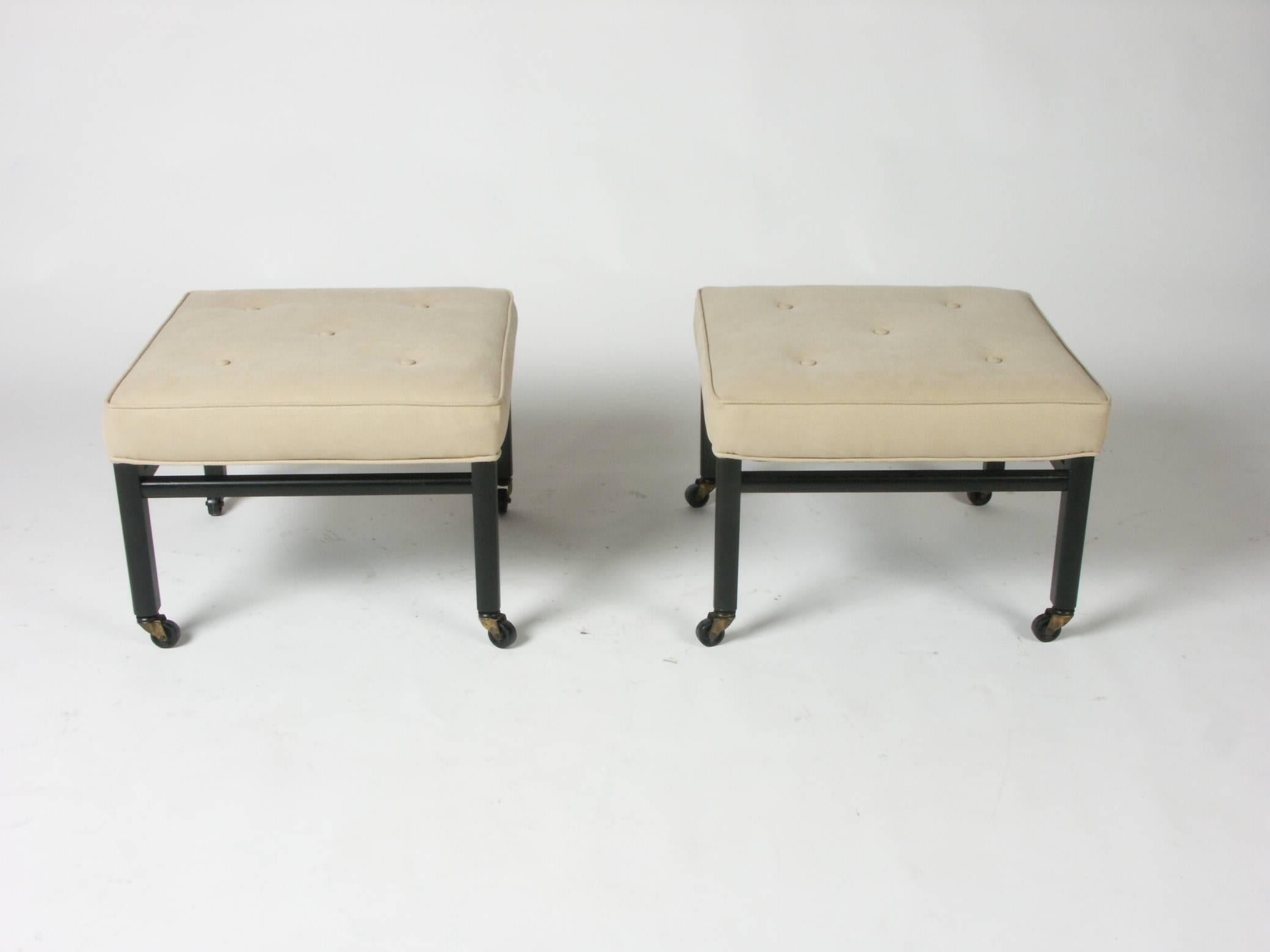 Mid-Century Modern Pair of 1950s Ottomans in the style of Michael Taylor for Baker   