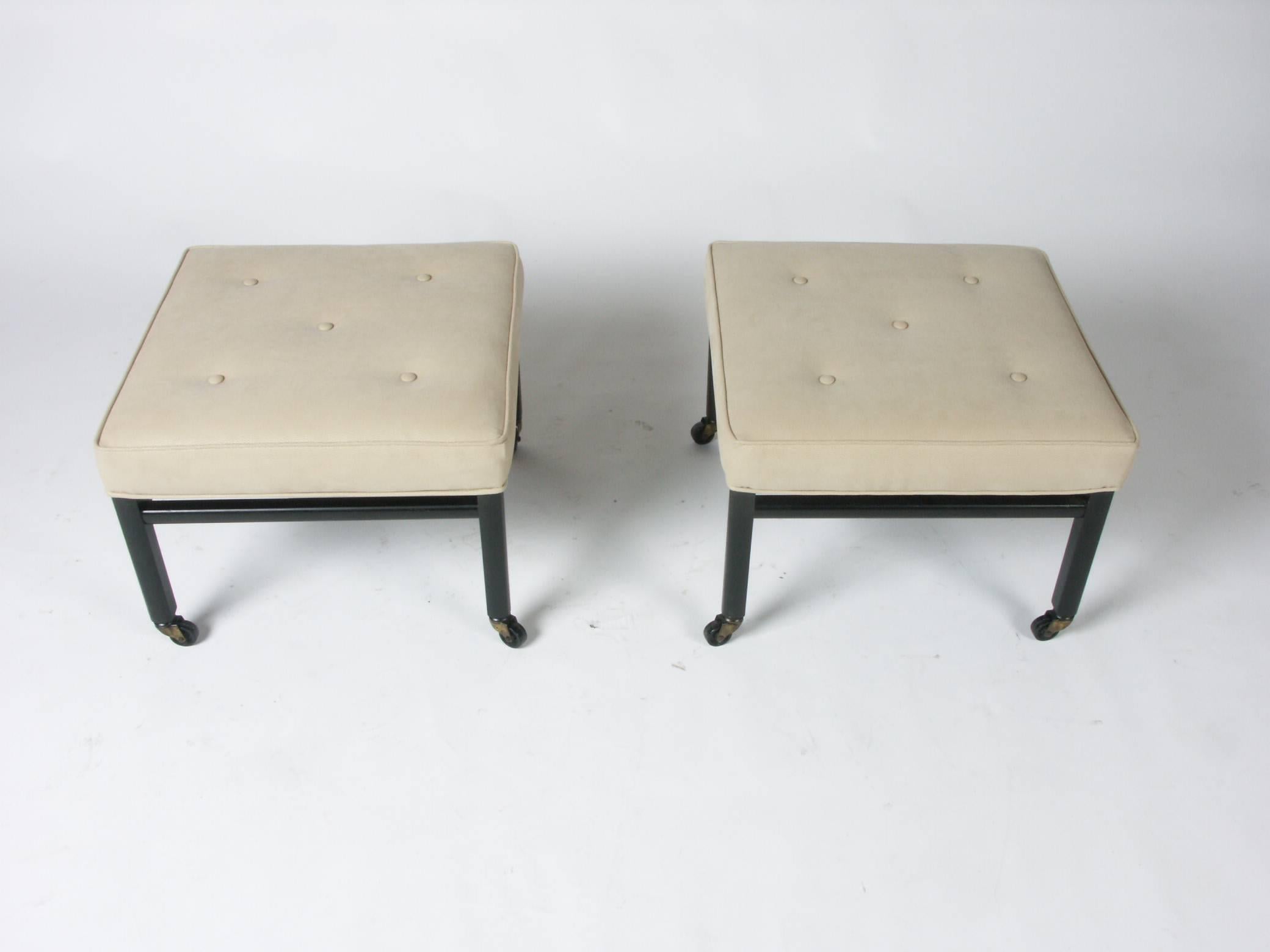 Wood Pair of 1950s Ottomans in the style of Michael Taylor for Baker   