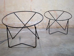 Pair of 1950s Outdoor Steel Hoop Poolside Lounge Chairs/ Paperclip Front Legs