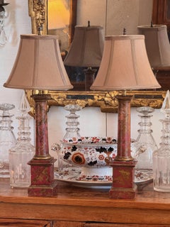 Coppia di lampade a colonna dorate Parcel degli anni '50