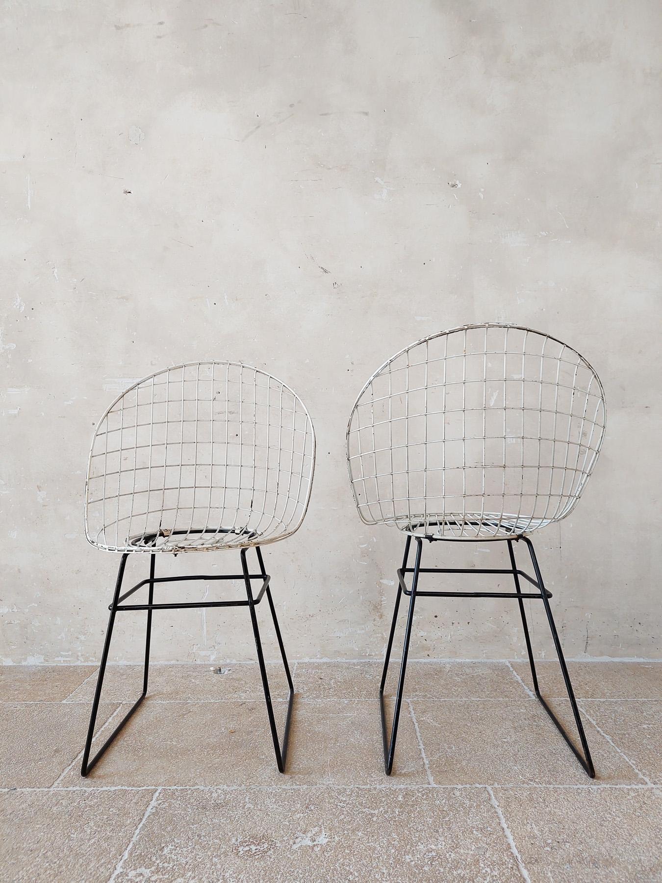 Pair of 1950s Pastoe wire chairs by Cees Braakman and Adriaan Dekker For Sale 4