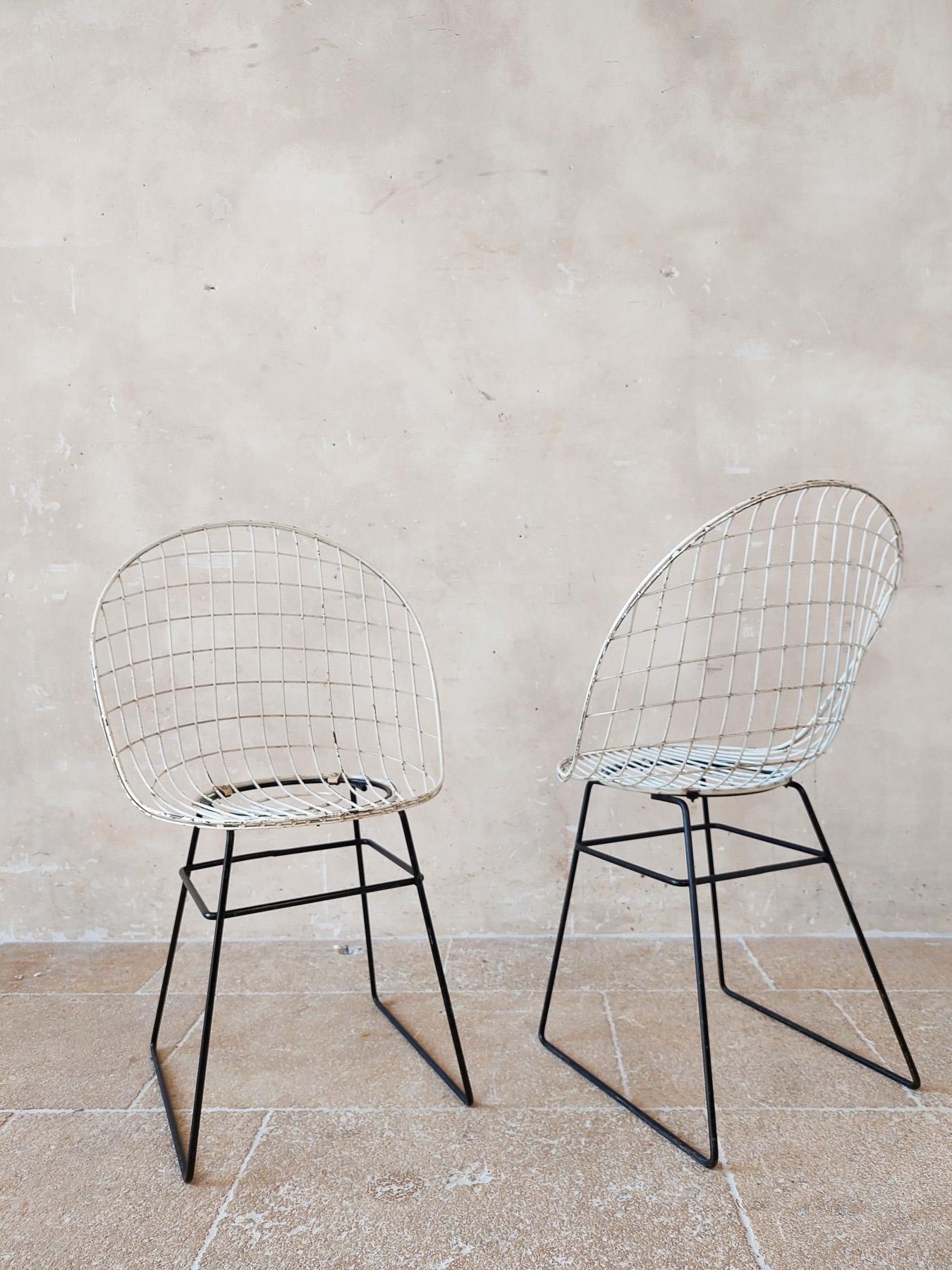 Pair of 1950s Pastoe wire chairs by Cees Braakman and Adriaan Dekker For Sale 5
