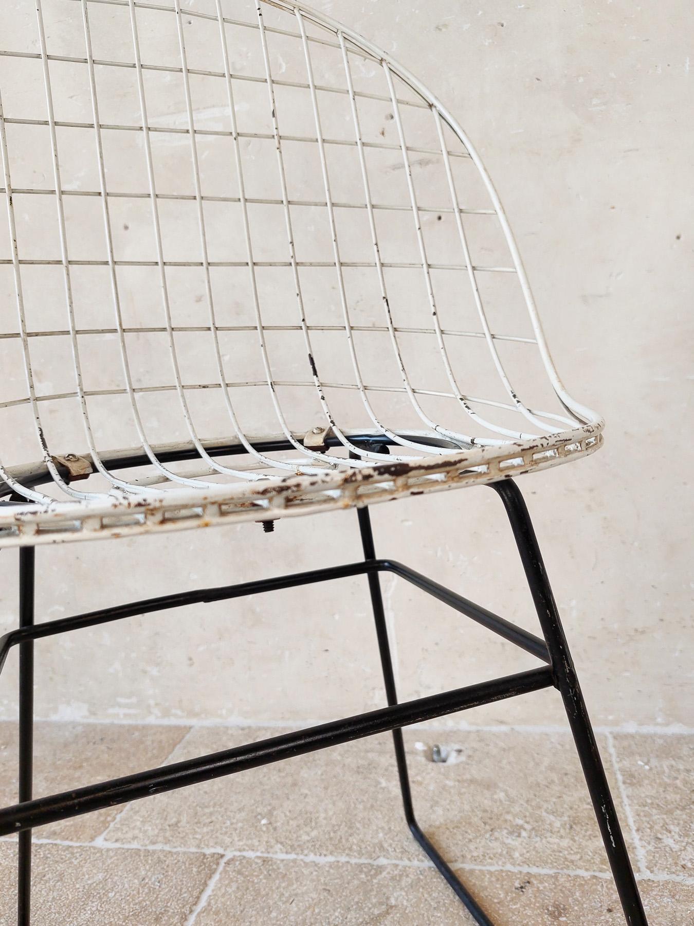 Metal Pair of 1950s Pastoe wire chairs by Cees Braakman and Adriaan Dekker For Sale