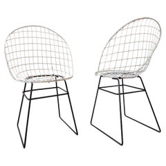 Pair of 1950s Pastoe wire chairs by Cees Braakman and Adriaan Dekker