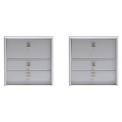 Pair of 1950s Paul Frankl Nightstands Lacquered in Farrow & Ball Pavilion Grey