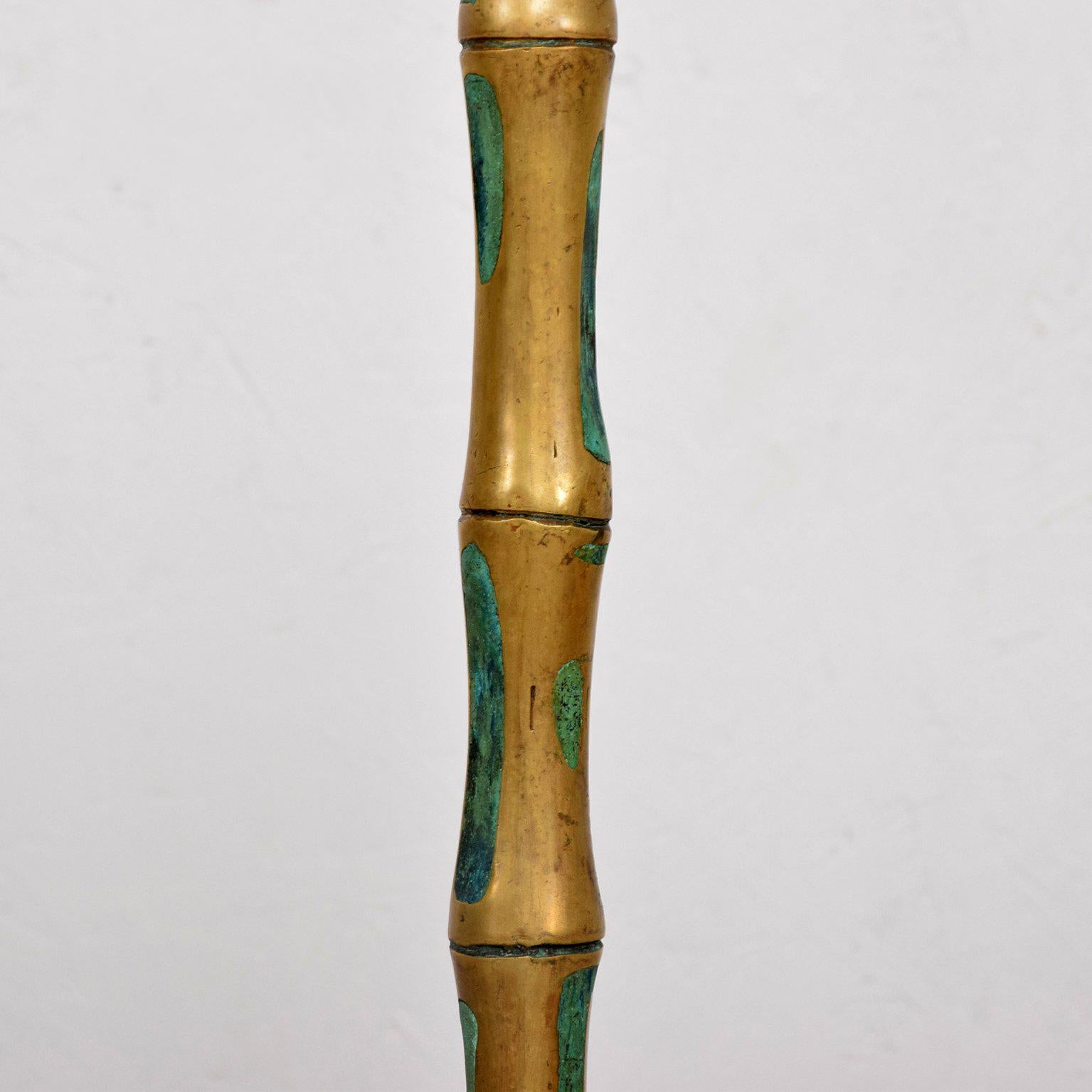 Bronze Pair of 1950s Pepe Mendoza Bamboo Faux Table Lamps