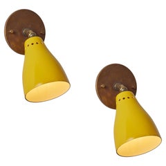 Pair of 1950s Perforated Yellow Model #26B Sconces by Gino Sarfatti for Arteluce