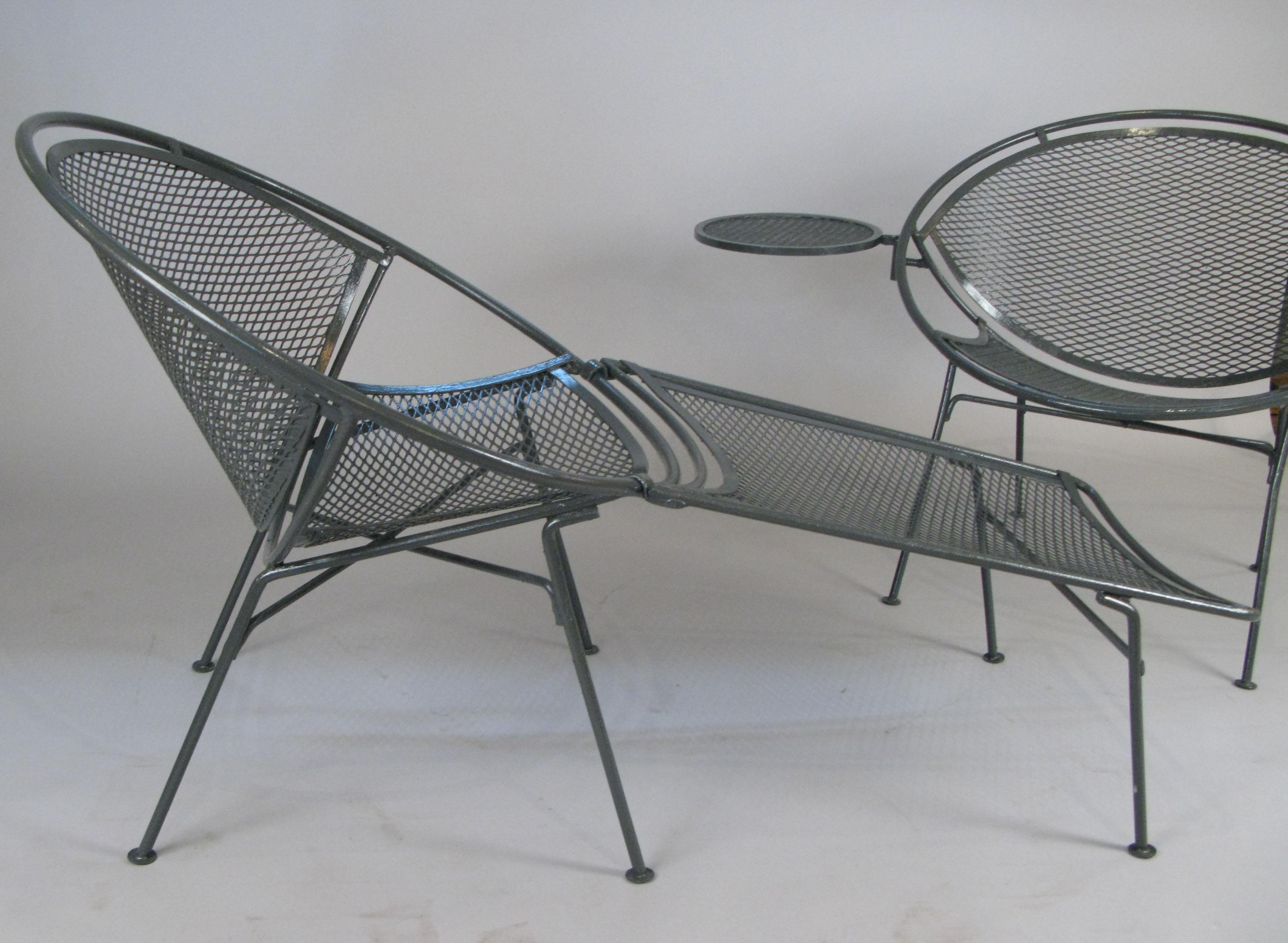 Mid-Century Modern Pair of 1950s Radar Lounge Chairs with Ottoman by Salterini
