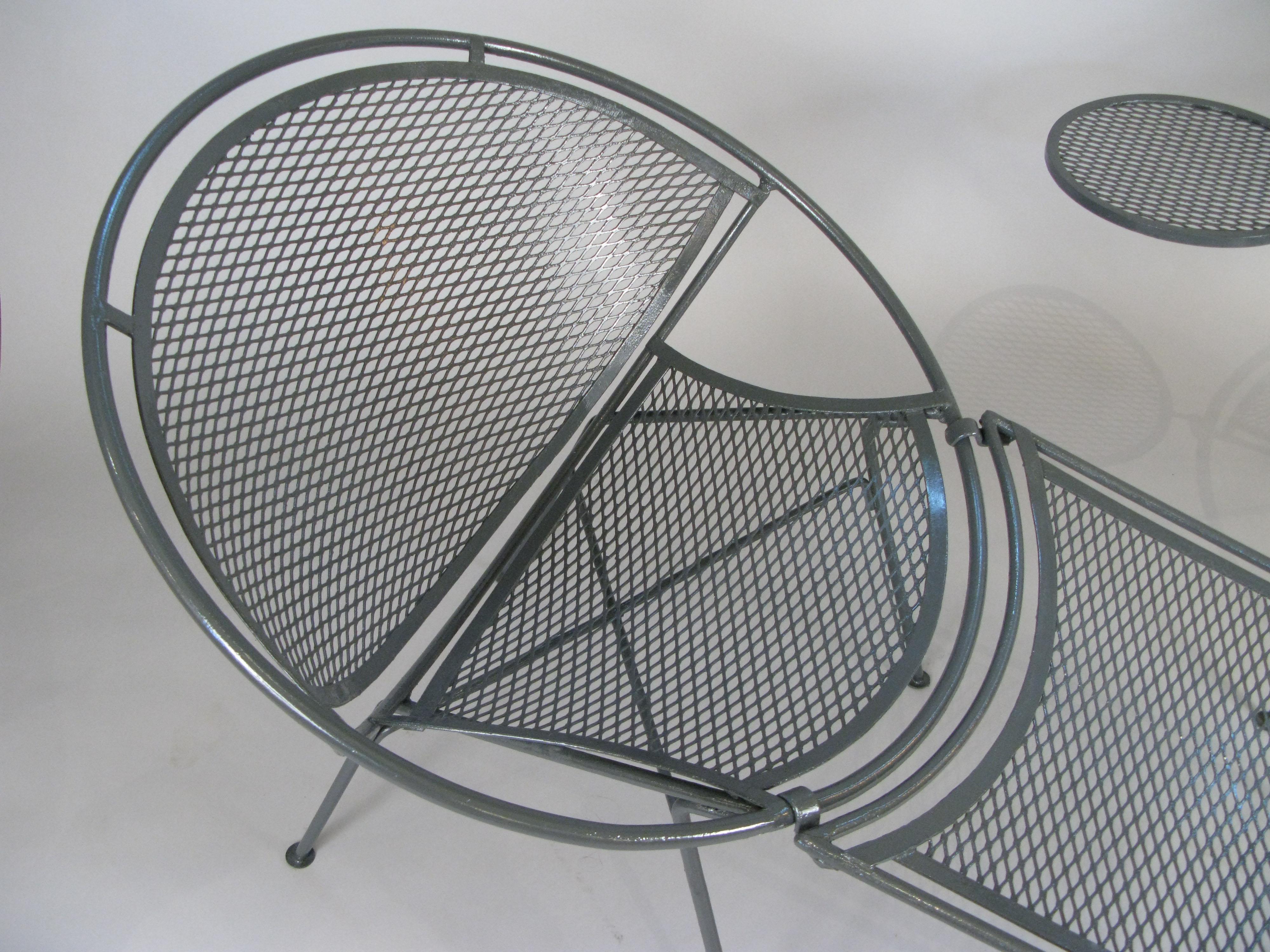 American Pair of 1950s Radar Lounge Chairs with Ottoman by Salterini