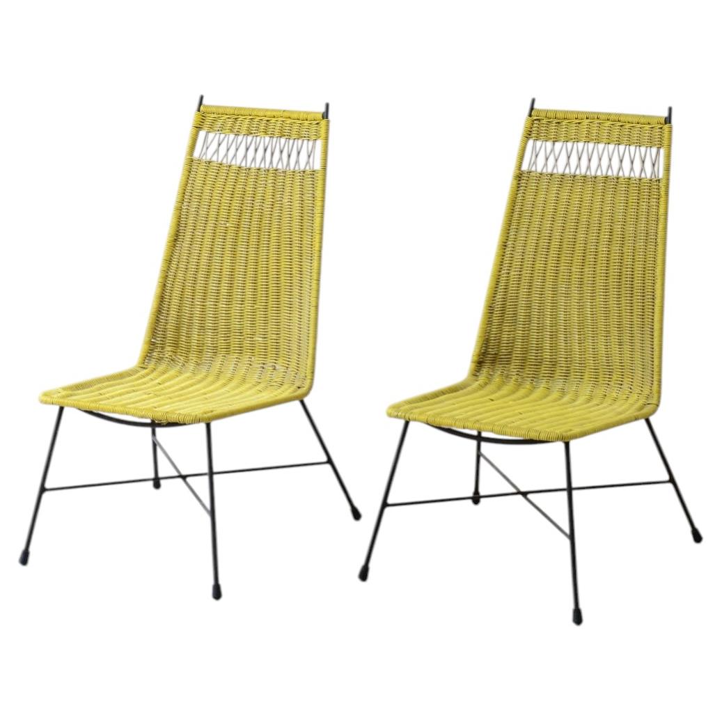 Pair of 1950's rattan chairs by Saporiti