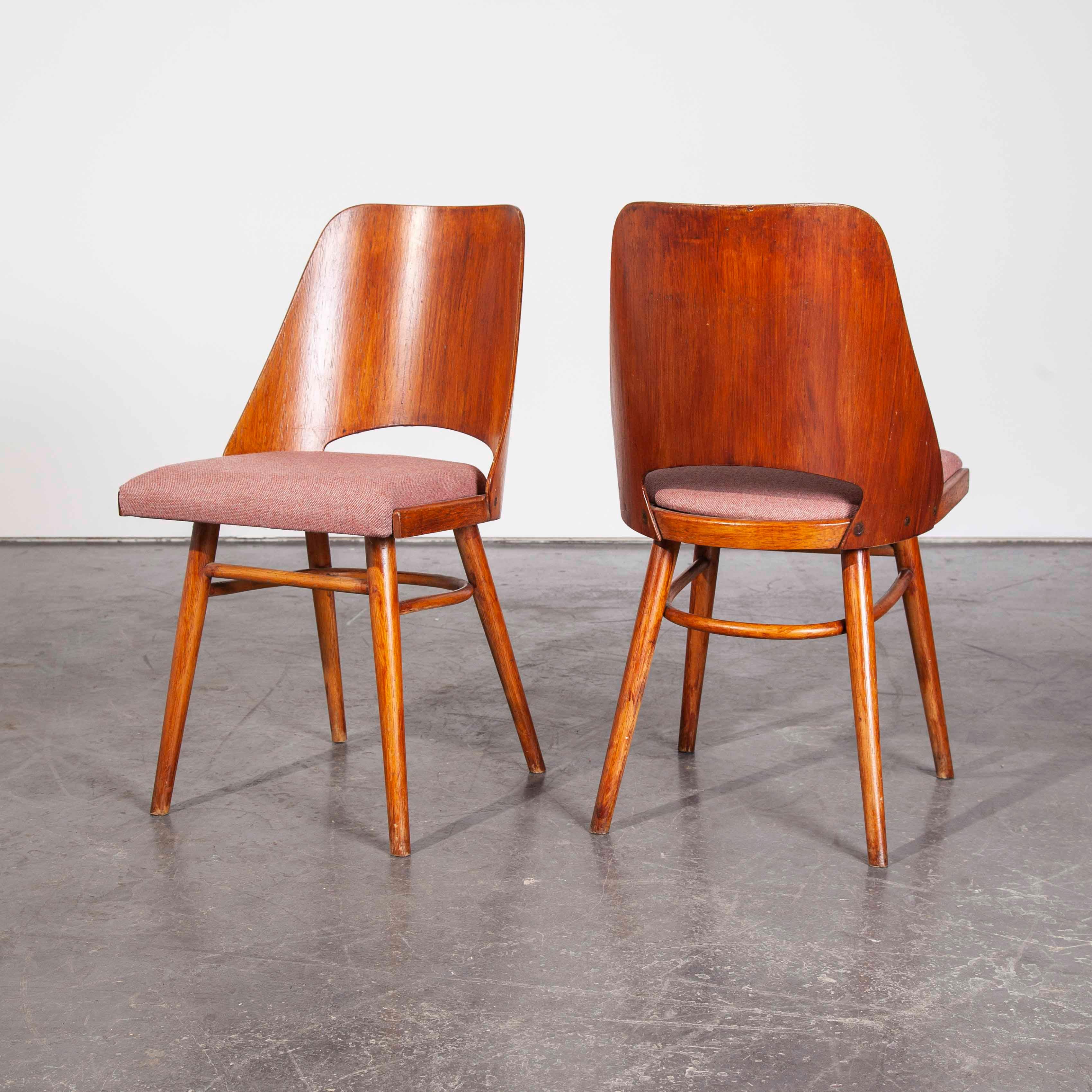 Pair of 1950s Re- Upholstered Thon Dining Chairs, Radomir Hoffman 3