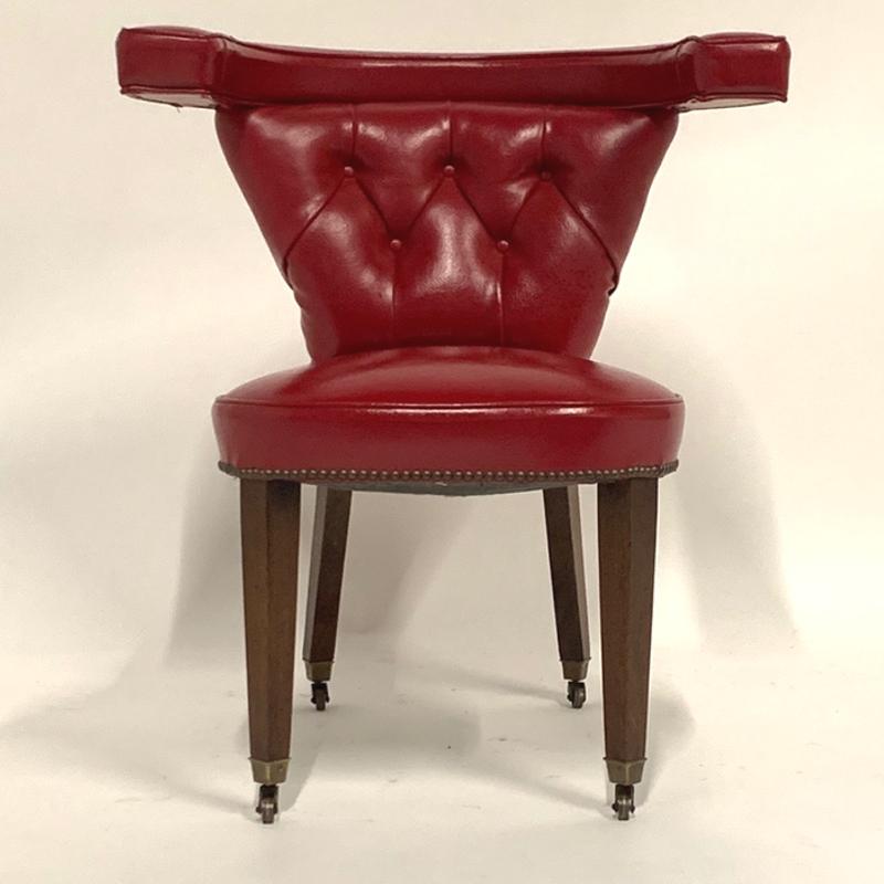 Mid-20th Century Pair of 1950s Red Tufted Sculptural Midcentury 