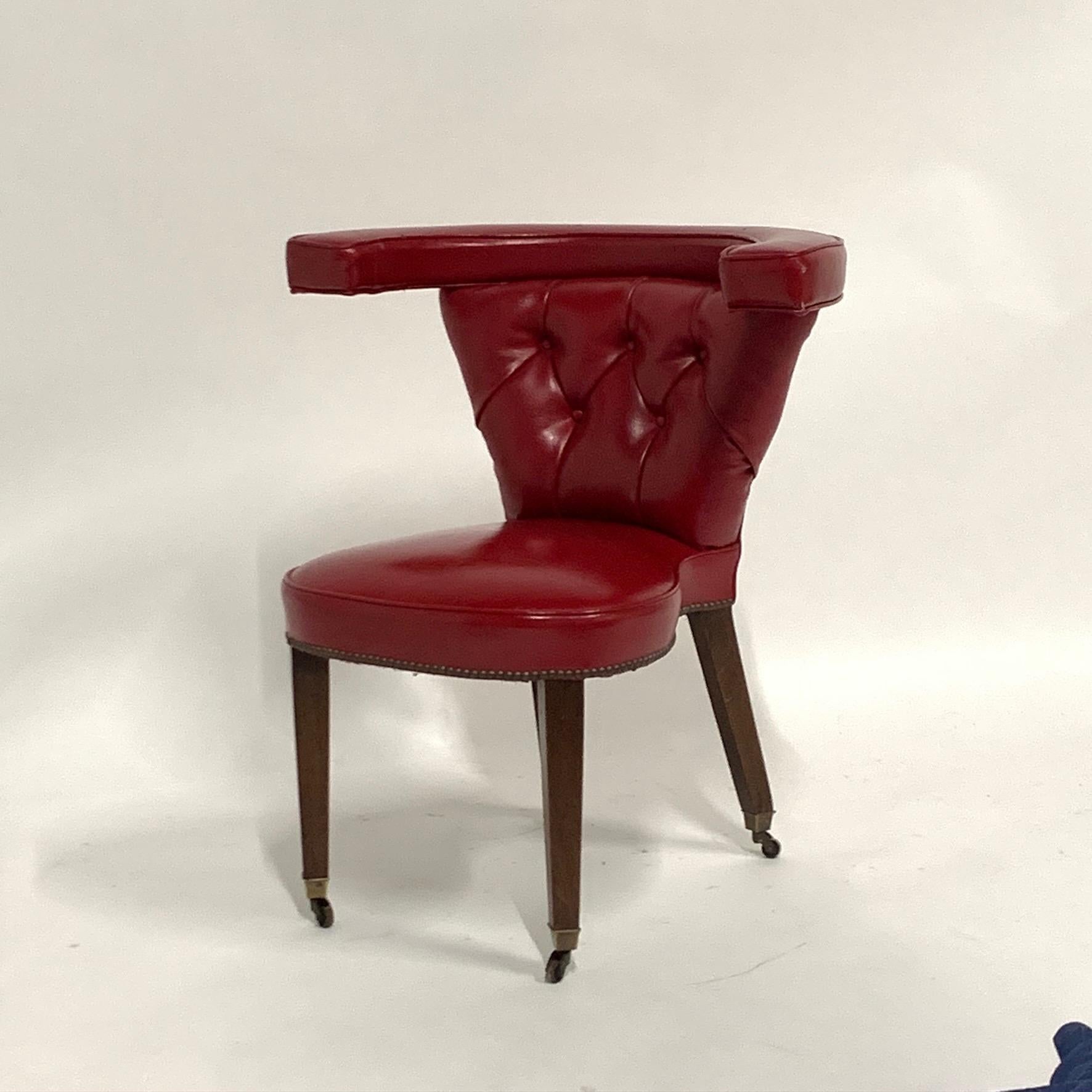 Pair of 1950s Red Tufted Sculptural Midcentury 