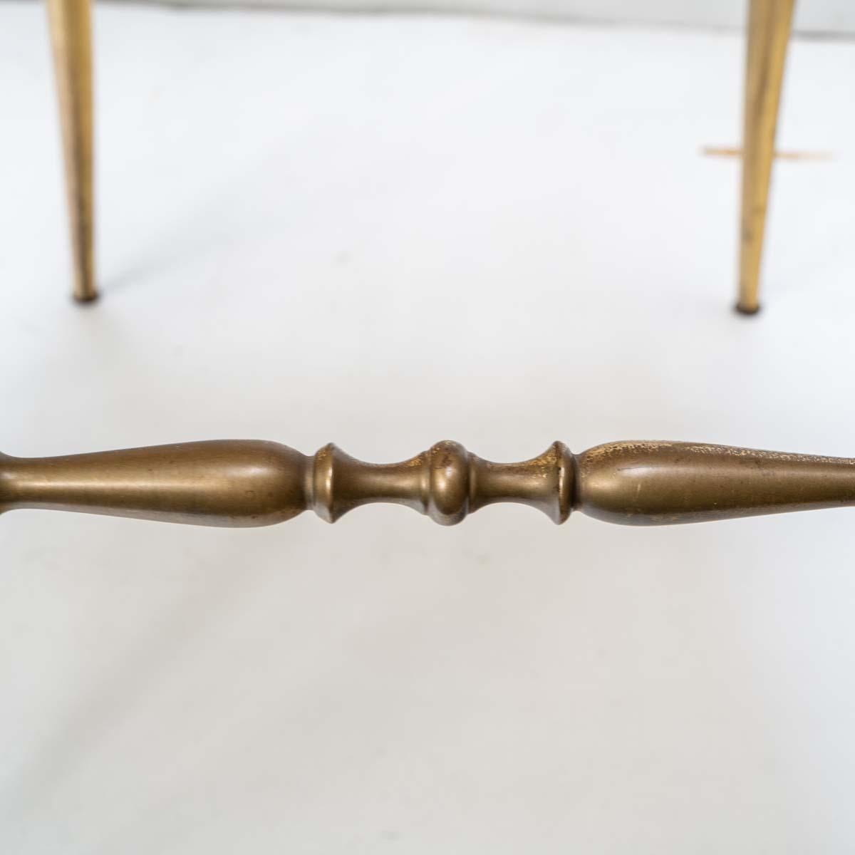 Pair of 1950s red velvet upholstered brass metal chairs by Chiavari For Sale 5