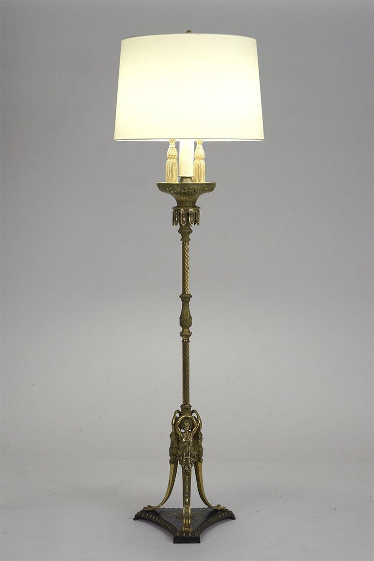 Pair of 1950s Regency Style Floor Lamps For Sale at 1stdibs