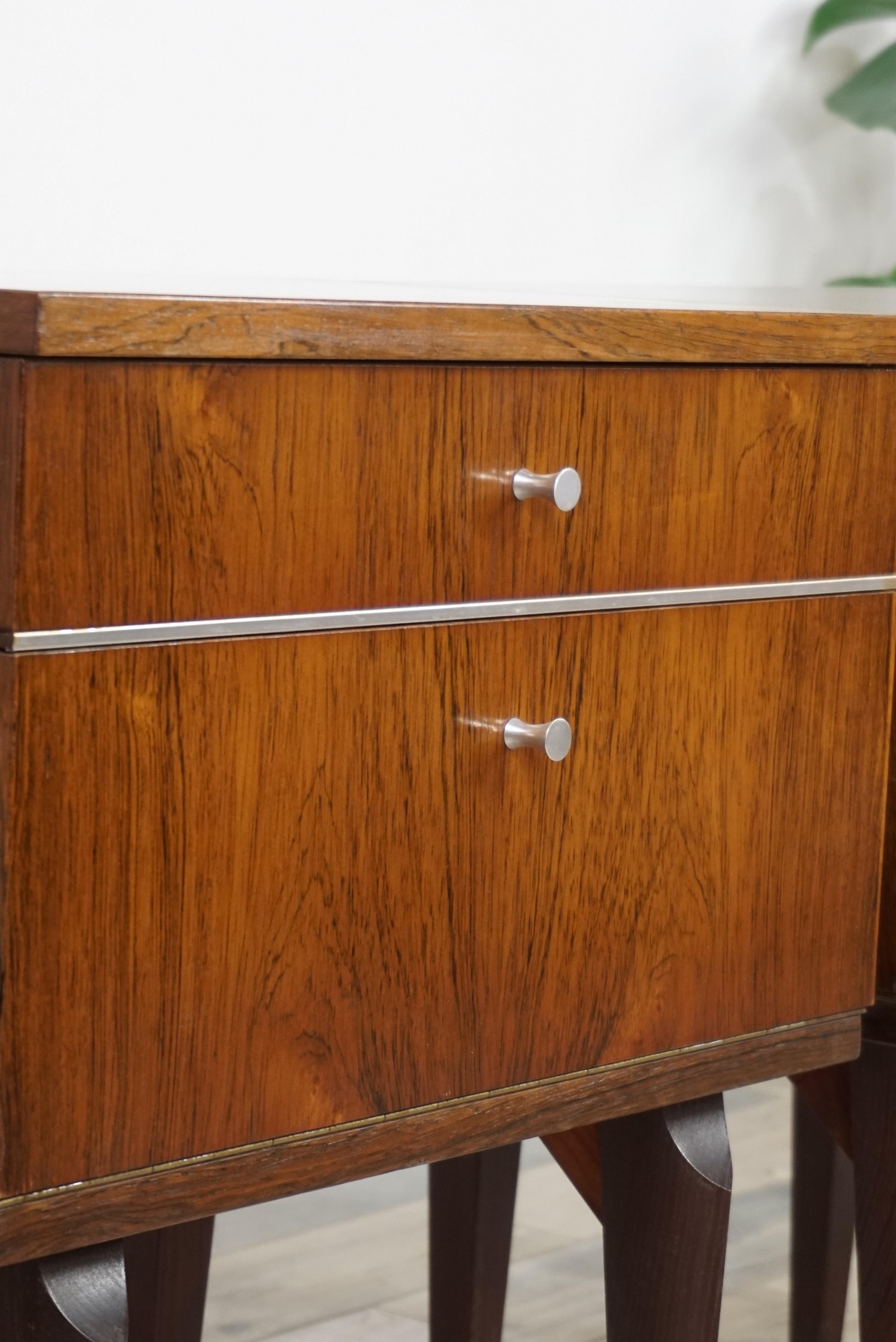 Pair of 1950s Rosewood and Chrome Bedside Tables 3
