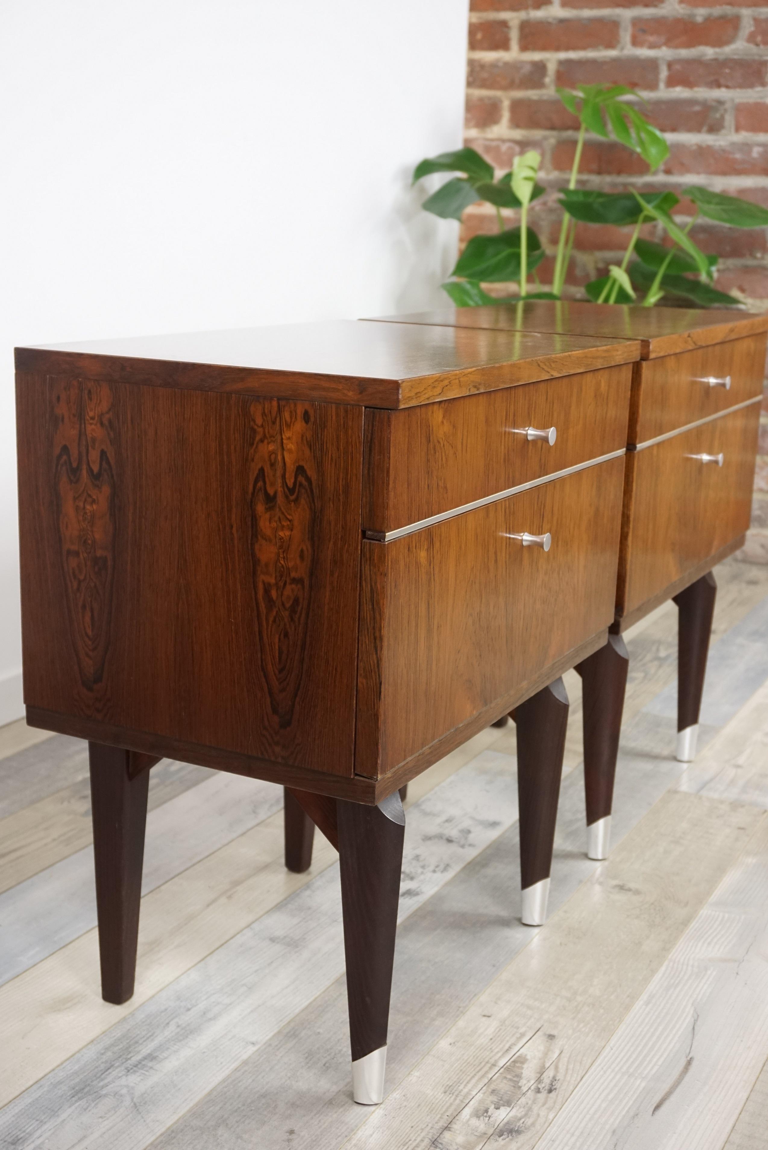 Pair of 1950s Rosewood and Chrome Bedside Tables 4