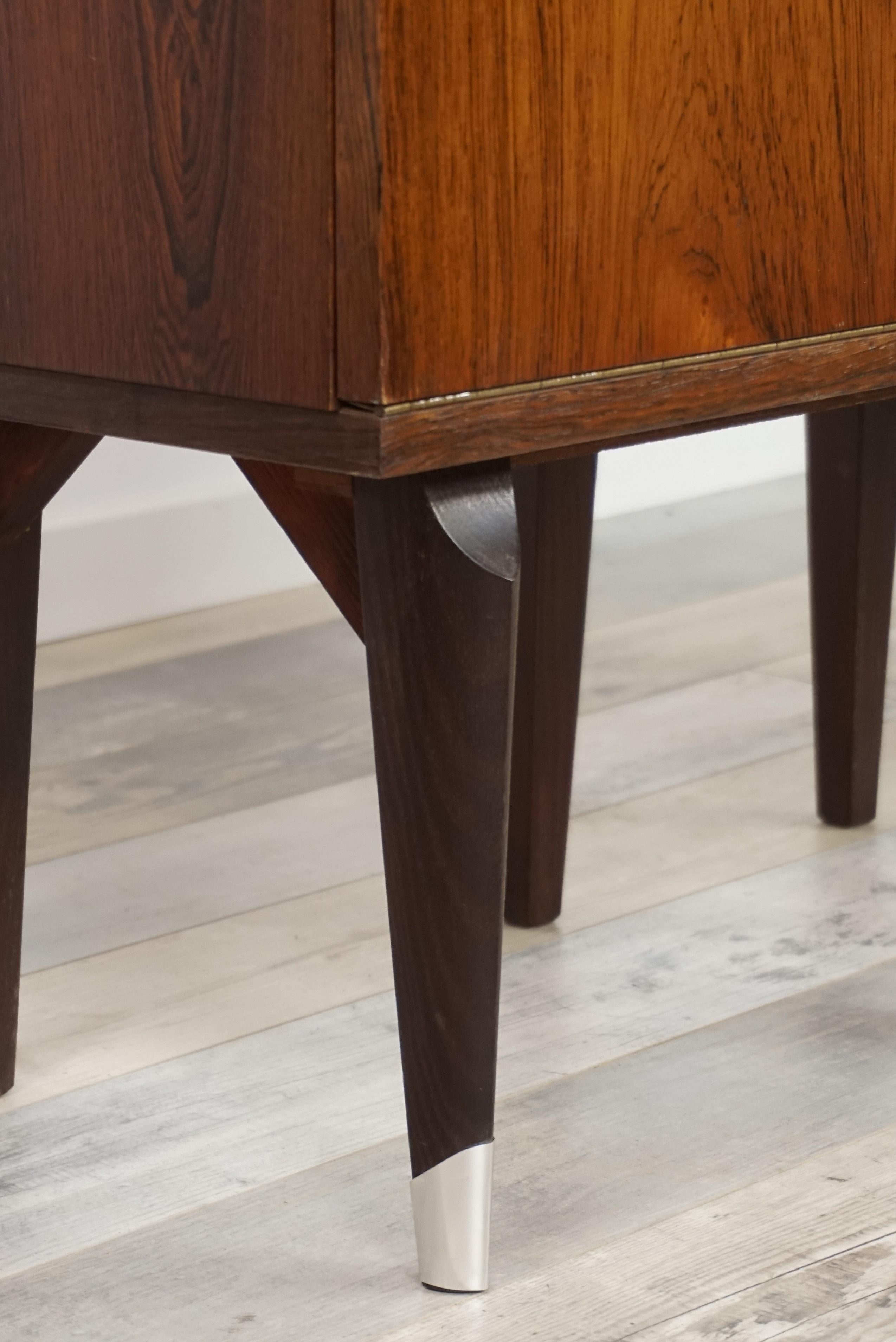 Pair of 1950s Rosewood and Chrome Bedside Tables 2