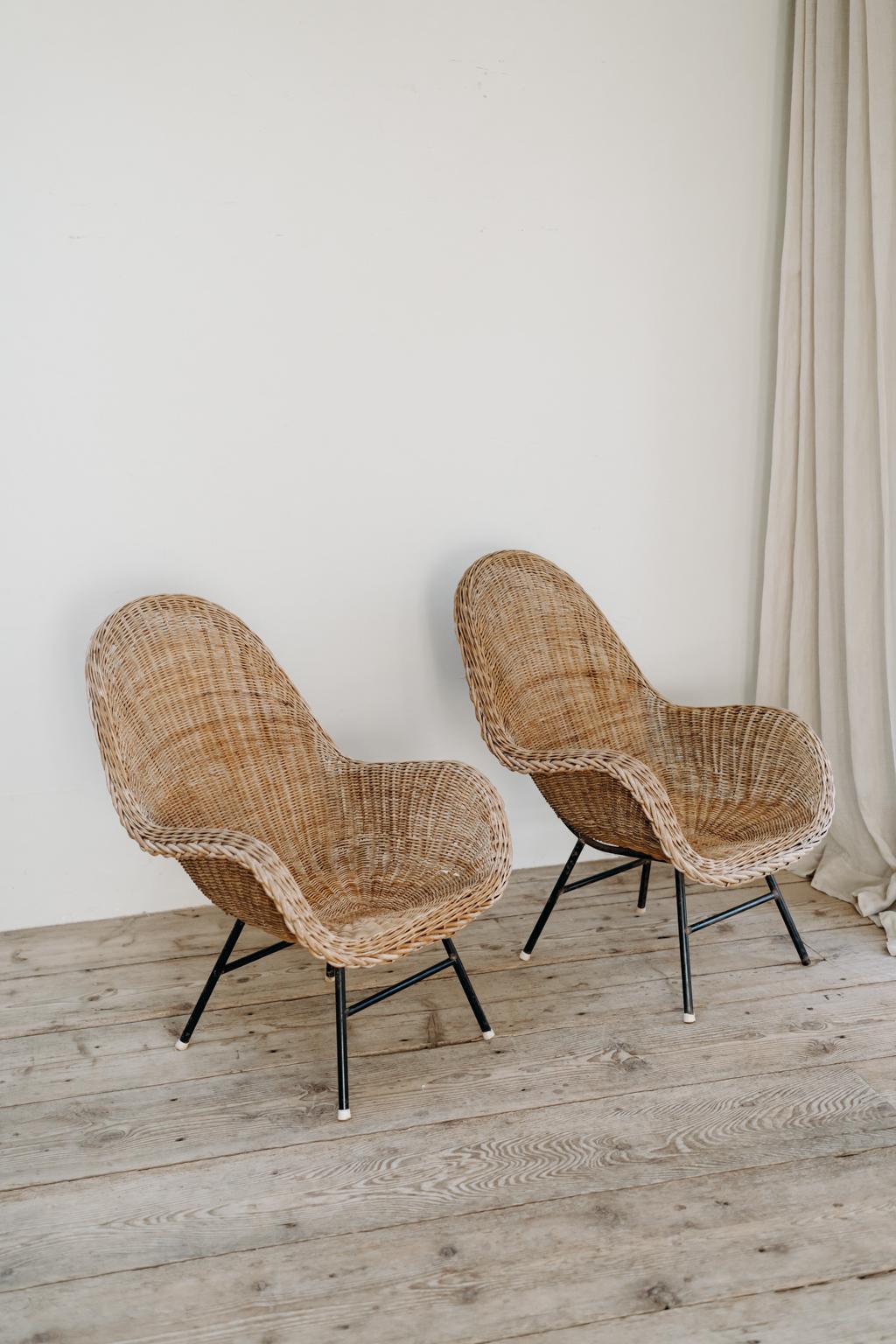 20th Century Pair of 1950's Rotan Armchairs